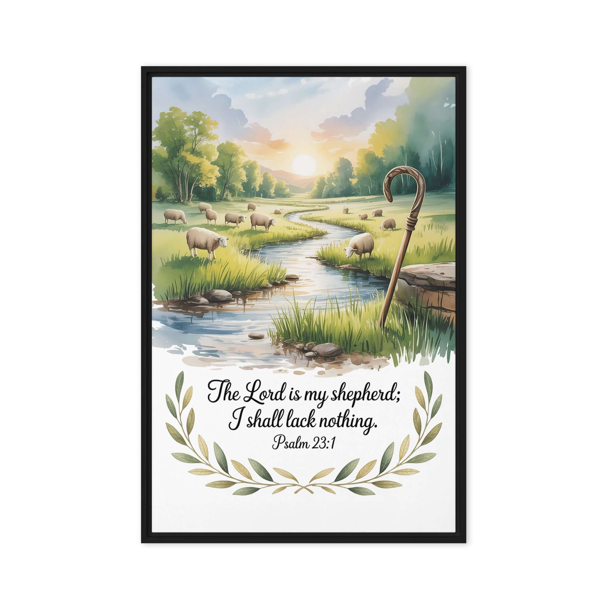 Psalm 23:1 Bible Verse, is my Framed Canvas Black 24″×36″