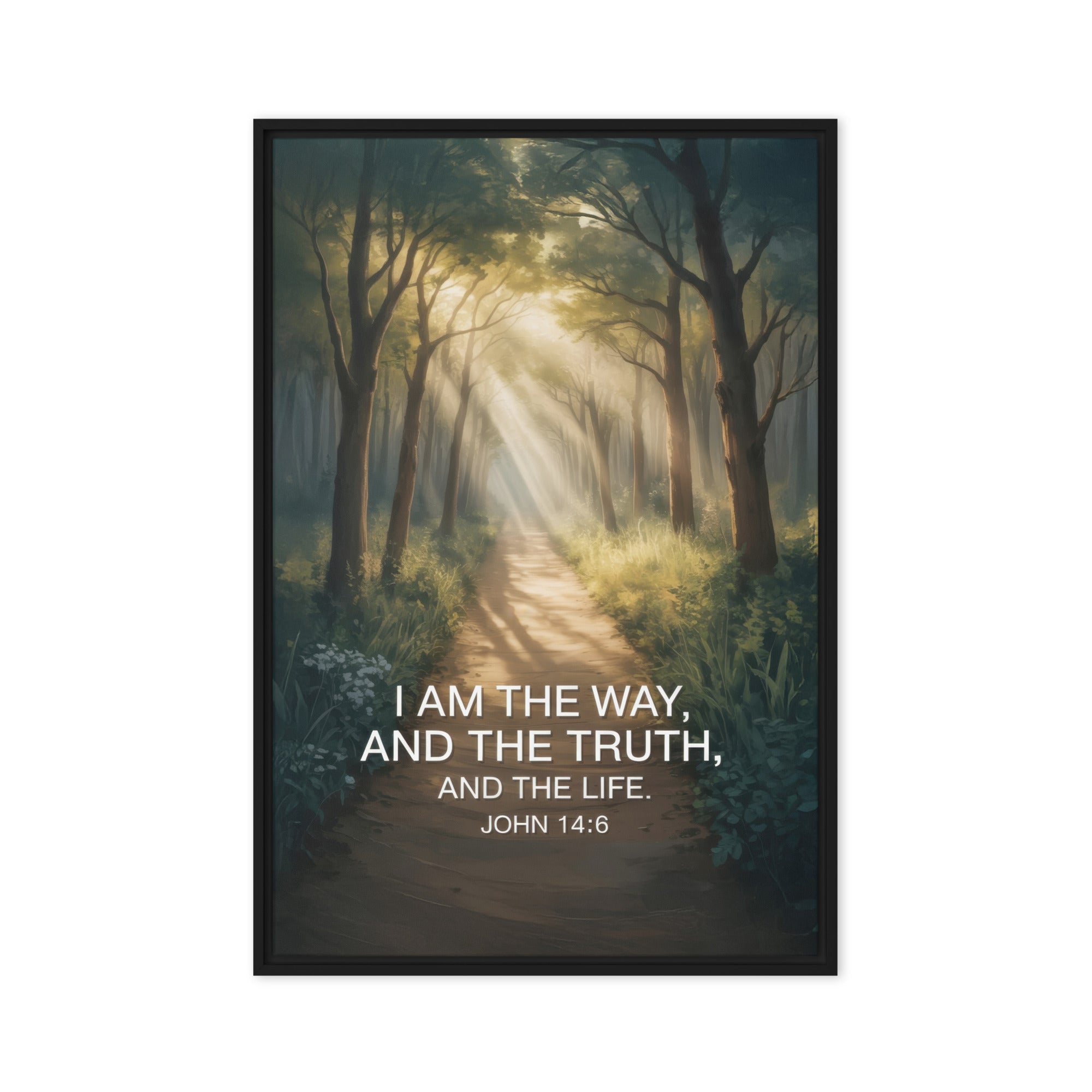 John 14:6 Bible Verse I Am Framed Canvas Black 24″×36″