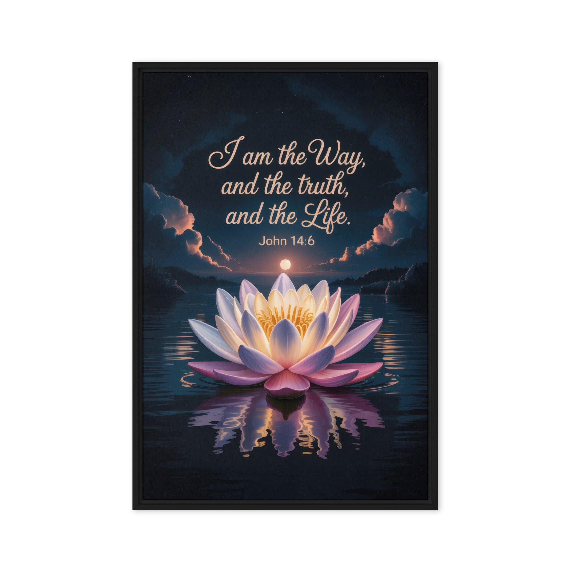 John 14:6 Bible Verse The Way Framed Canvas Black 24″×36″