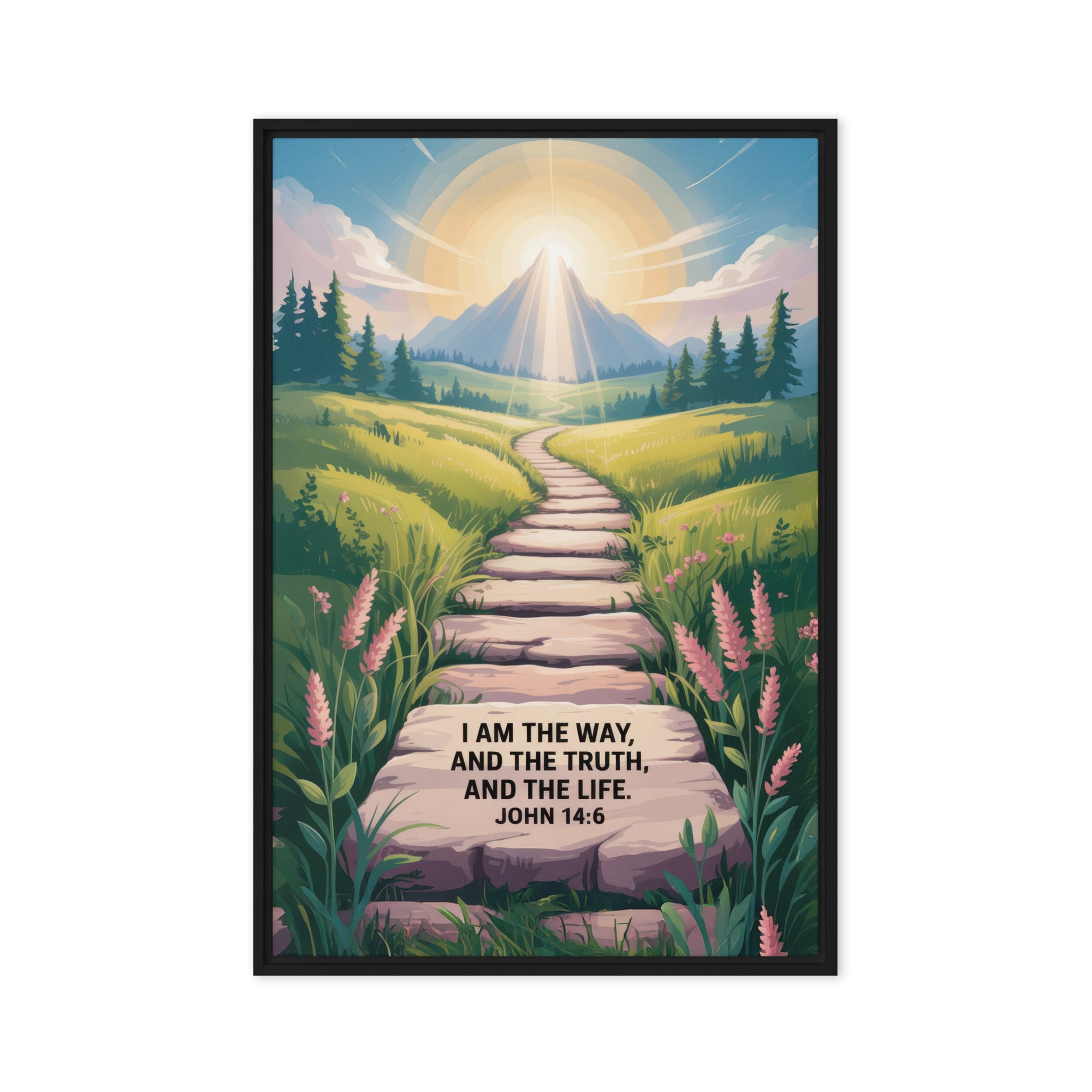 John 14:6 Bible Verse The Truth Framed Canvas Black 24″×36″