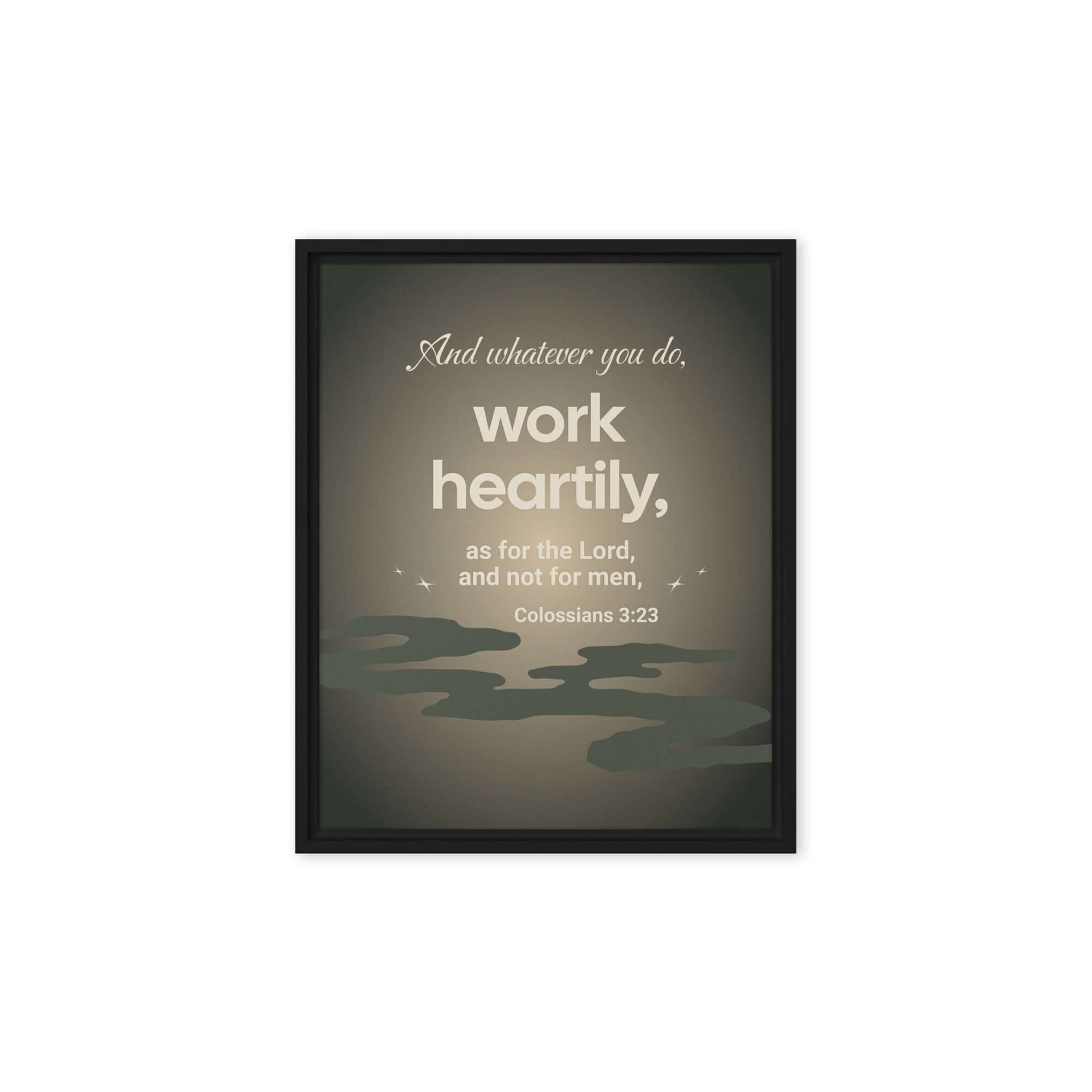 Colossians 3:23 Bible Verse, as for the Lord Framed Canvas Print Wall Art Black 8″×10″