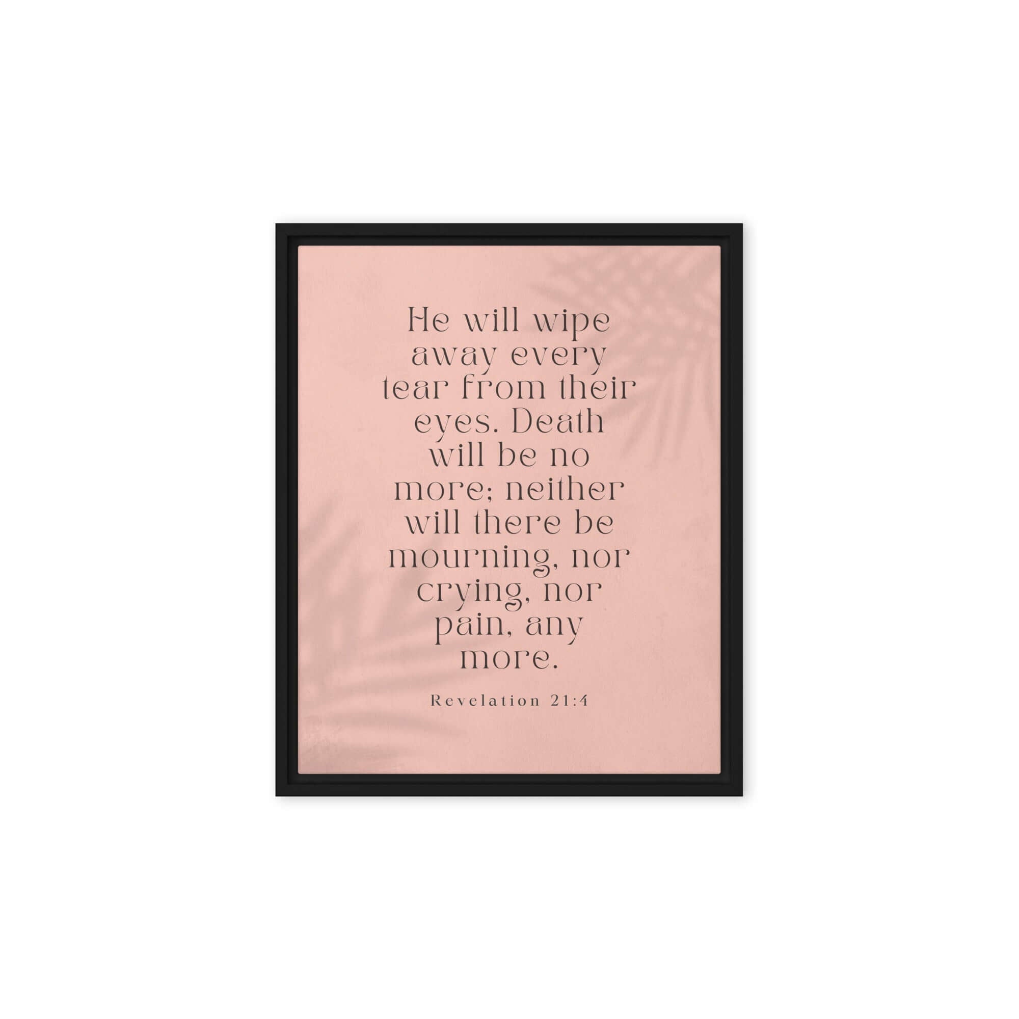 Revelation 21:4 Bible Verse, their eyes Framed Canvas Print Wall Art Black 8″×10″