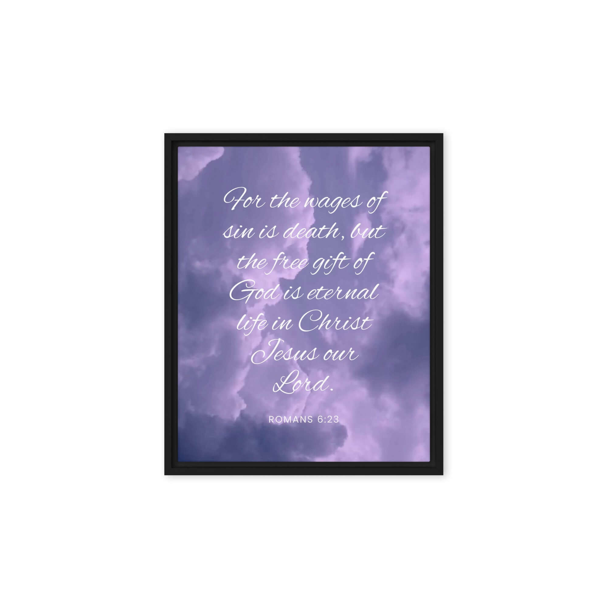 Romans 6:23 Bible Verse, free gift Framed Canvas Print Wall Art Black 8″×10″