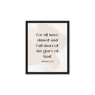 Romans 3:23 Bible Verse, fall short Framed Canvas Print Wall Art Black 8″×10″