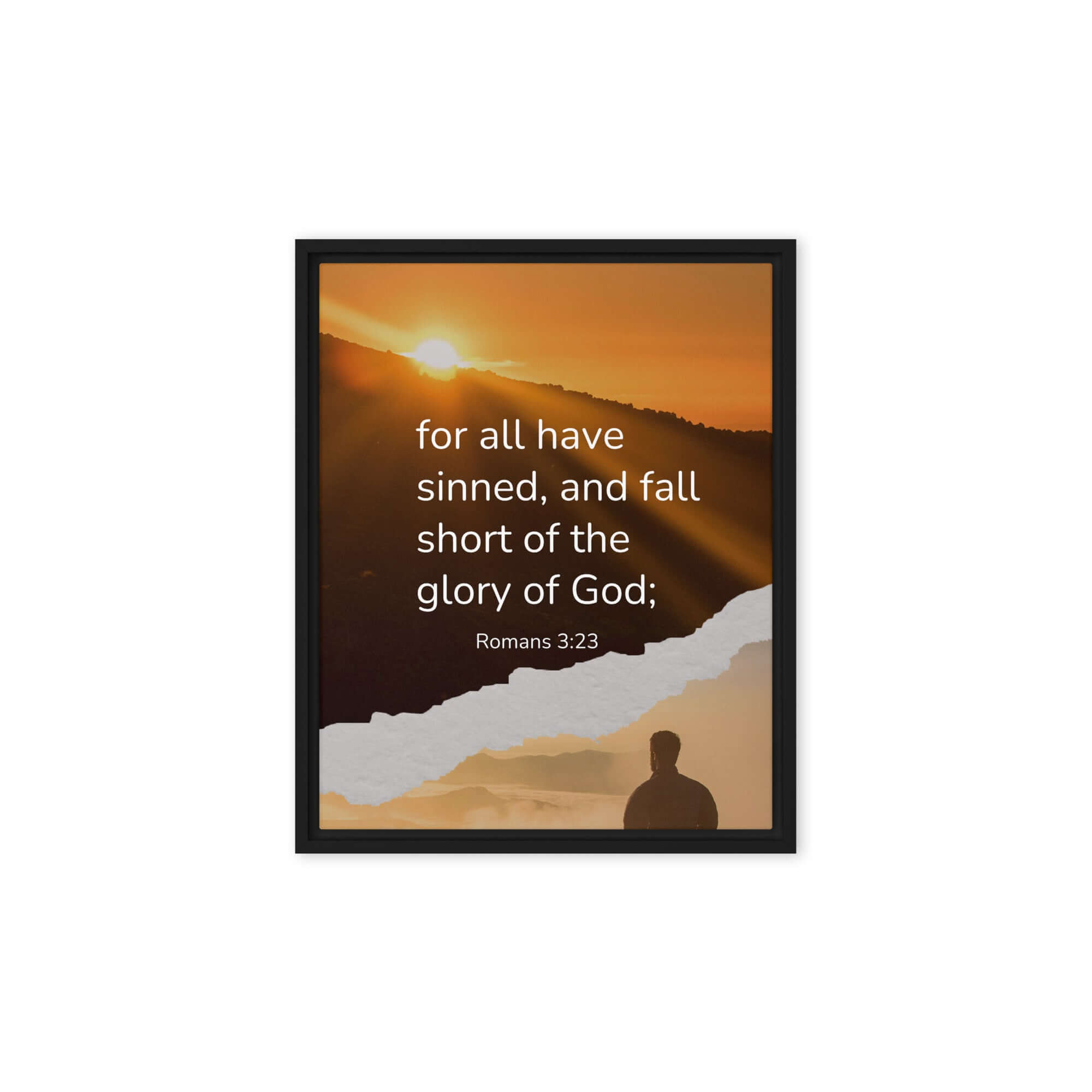 Romans 3:23 Bible Verse, of God Framed Canvas Print Wall Art Black 8″×10″