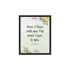 John 14:27 Bible Verse, My peace Framed Canvas Print Wall Art Black 8″×10″