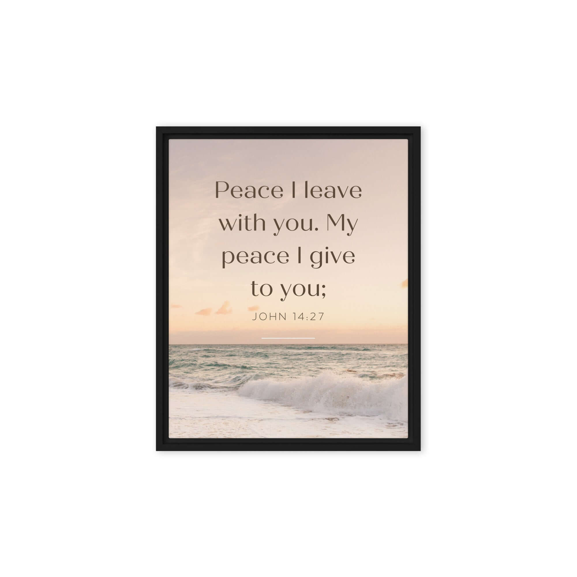 John 14:27 Bible Verse, not as the Framed Canvas Print Wall Art Black 8″×10″