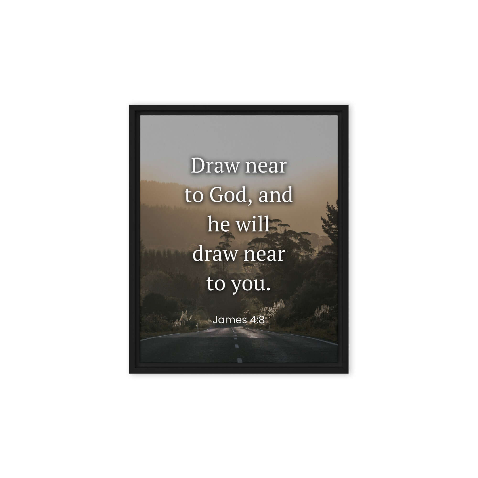 James 4:8 Bible Verse, Cleanse your Framed Canvas Print Wall Art Black 8″×10″