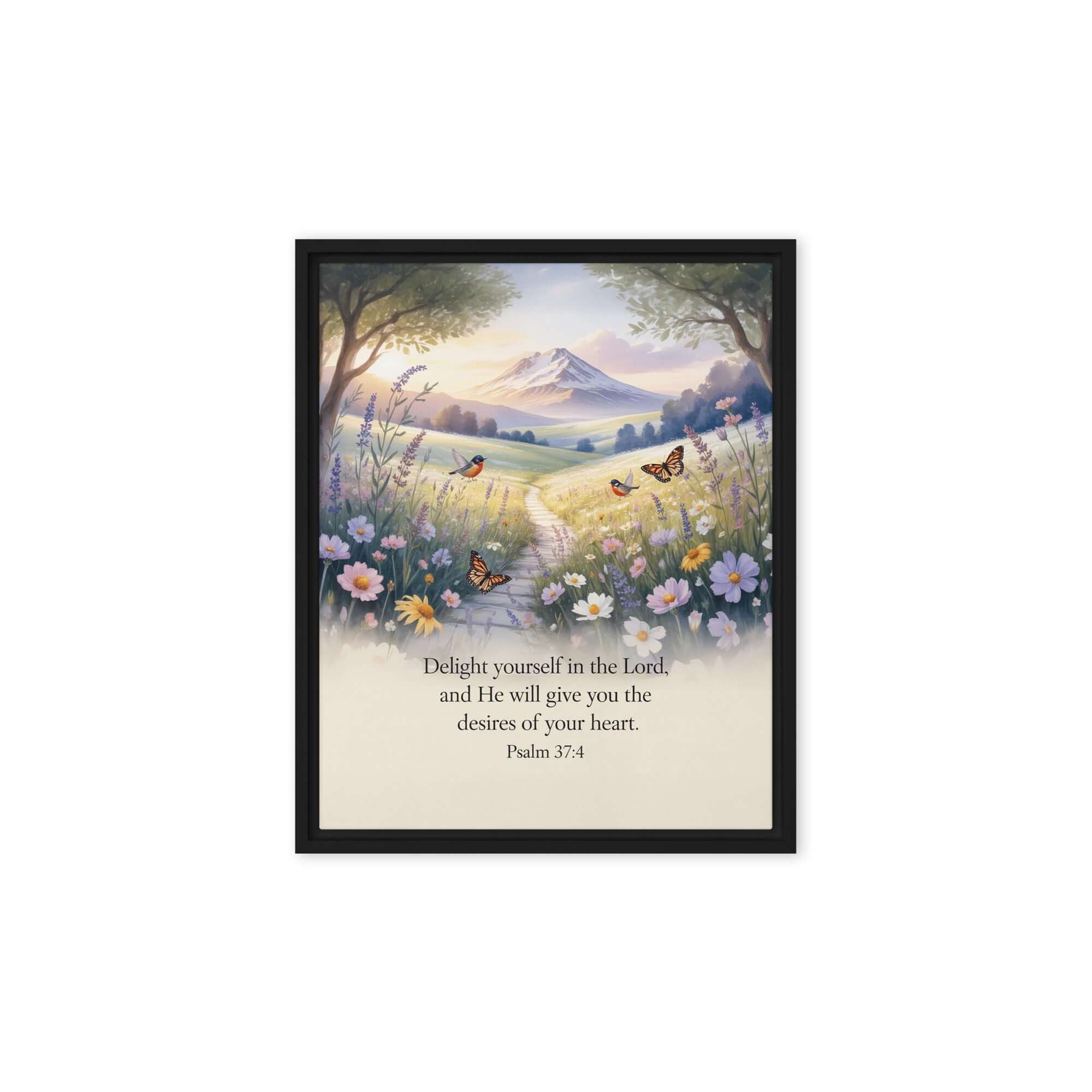 Psalm 37:4 Bible Verse, Delight Framed Canvas Black 8″×10″