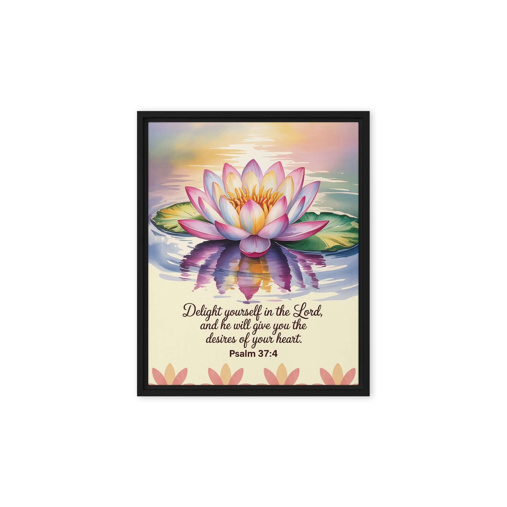 Psalm 37:4 Bible Verse, the Lord Framed Canvas Black 8″×10″