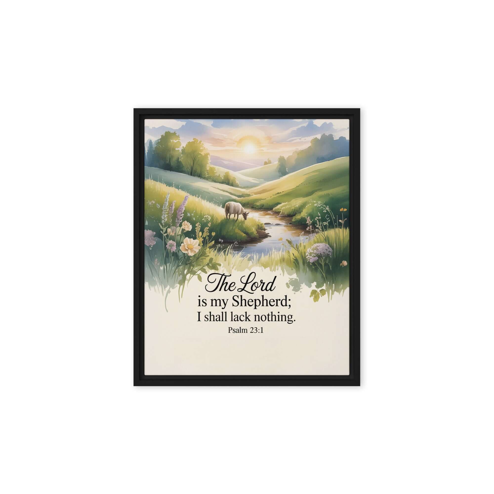 Psalm 23:1 Bible Verse, Lord Framed Canvas Black 8″×10″