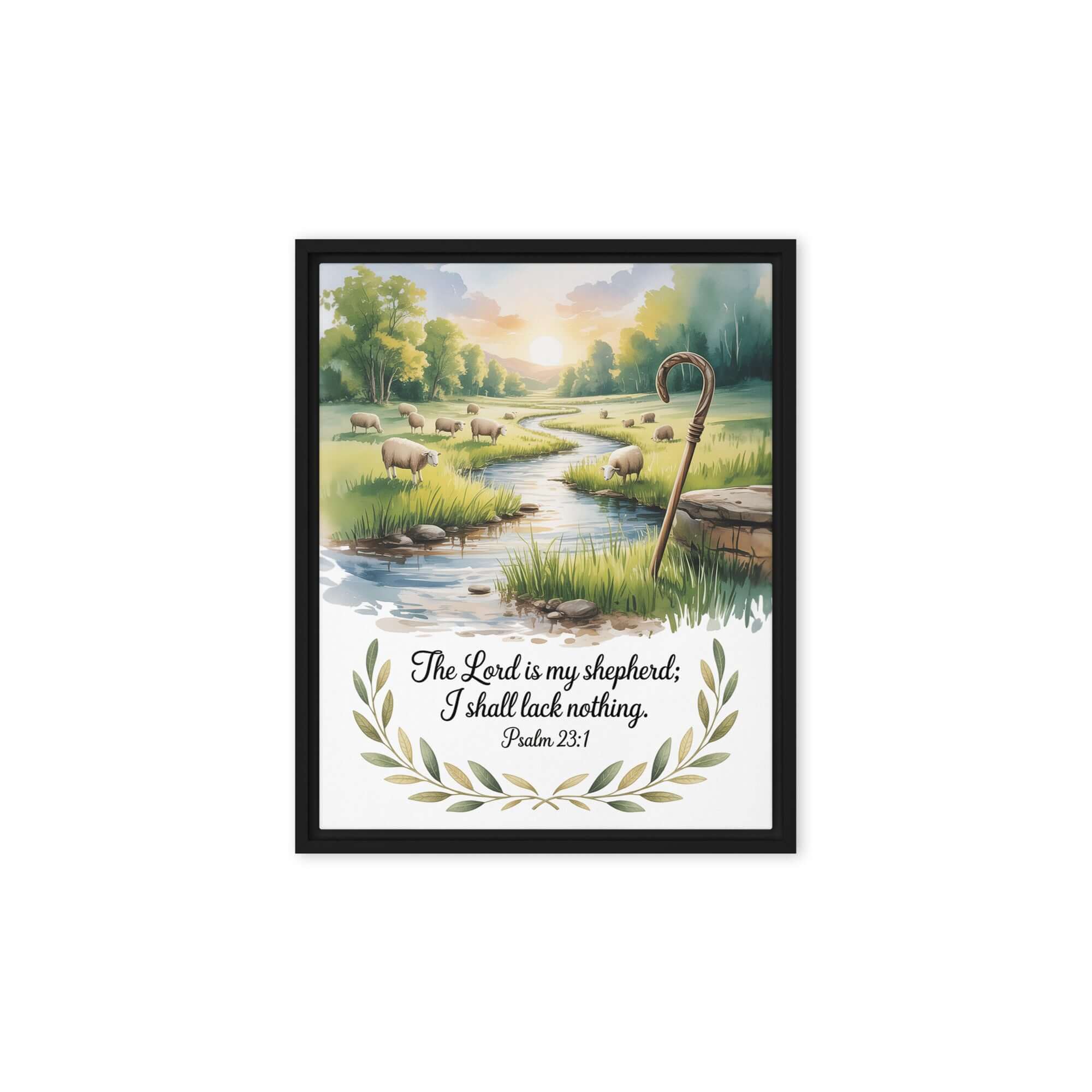 Psalm 23:1 Bible Verse, is my Framed Canvas Black 8″×10″