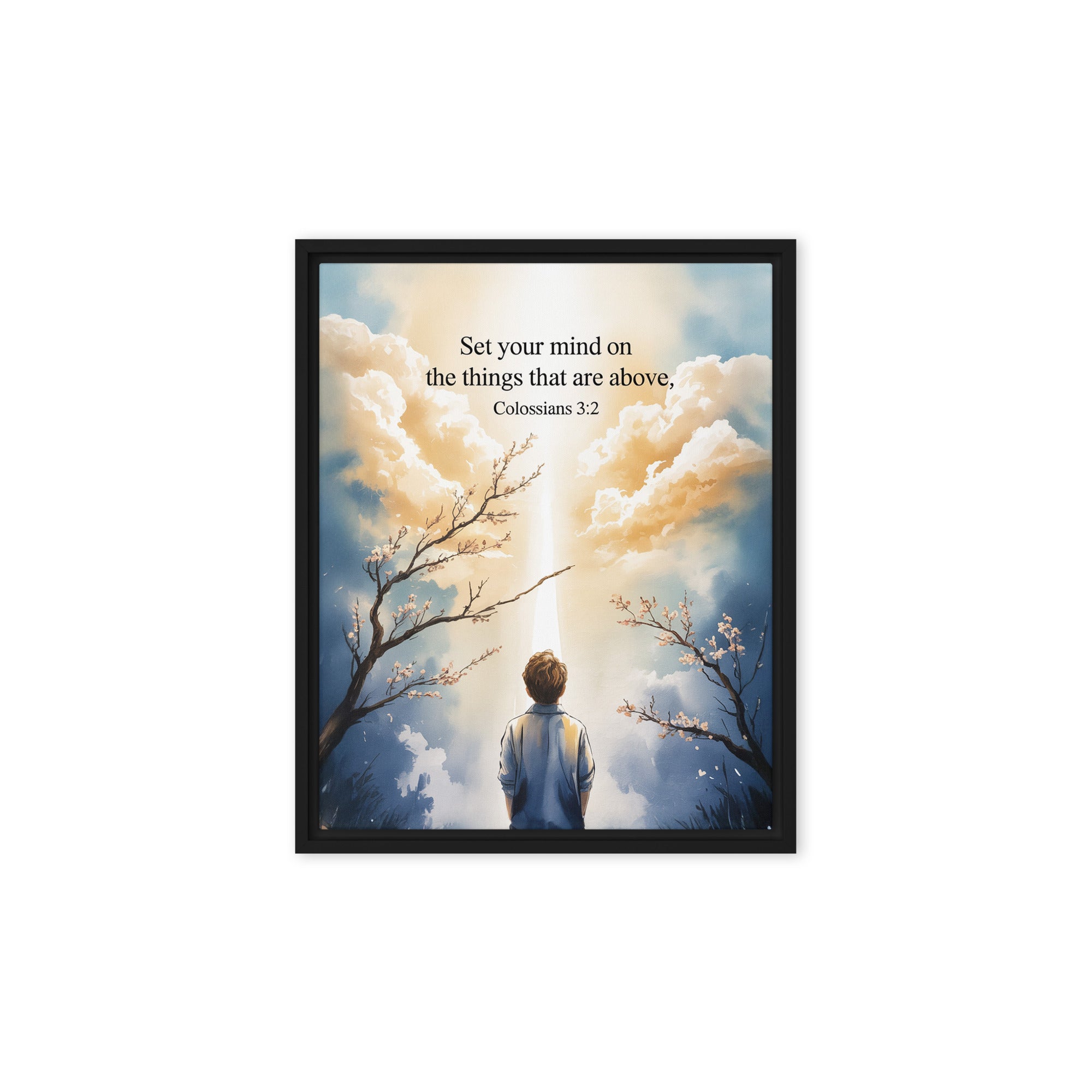 Colossians 3:2 Bible Verse the things Framed Canvas Black 8″×10″