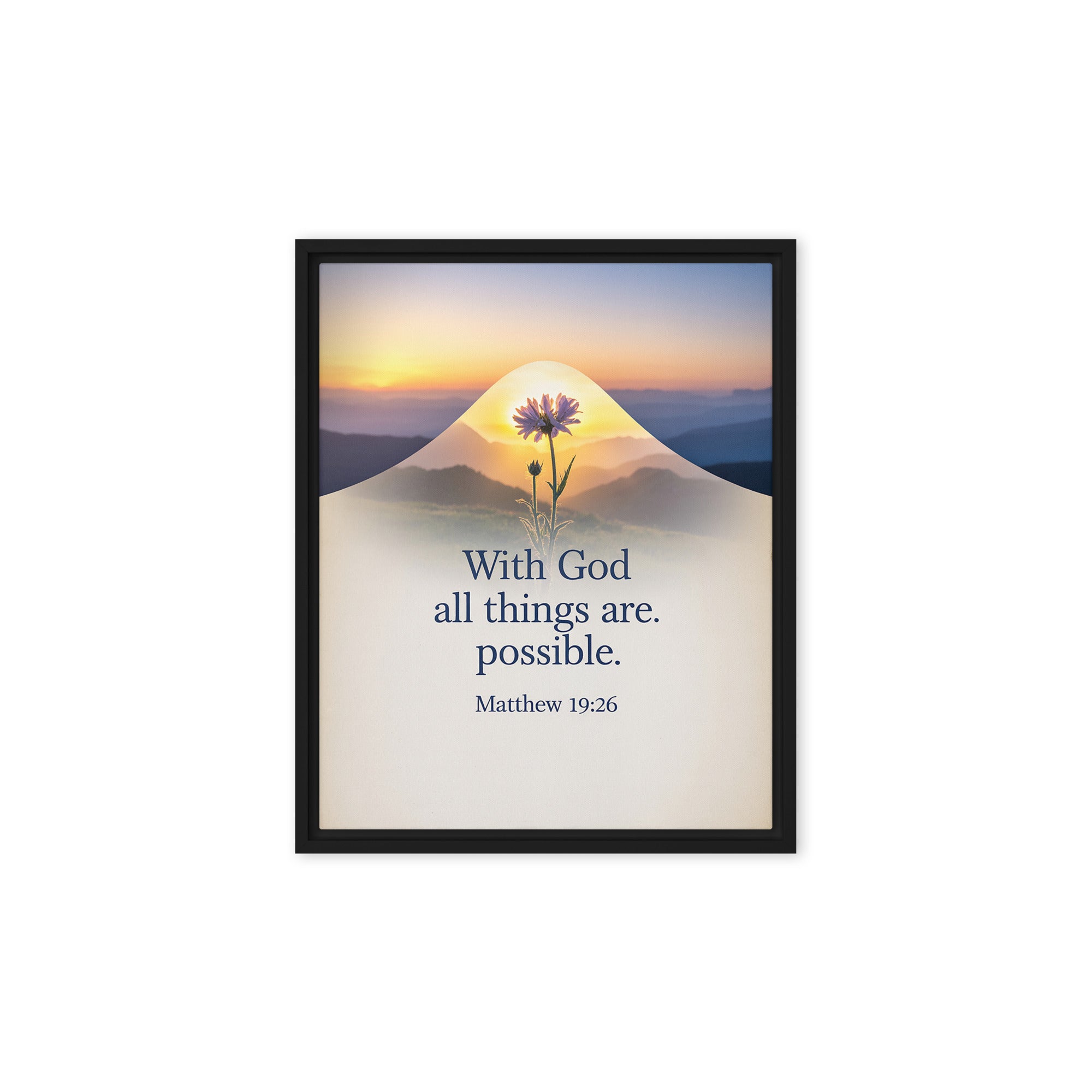 Matthew 19:26 Bible Verse at them Framed Canvas Black 8″×10″