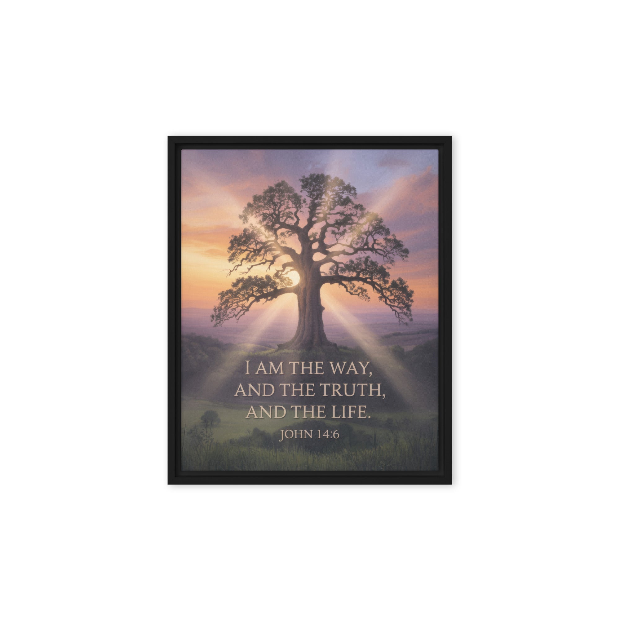 John 14:6 Bible Verse Jesus said Framed Canvas Black 8″×10″
