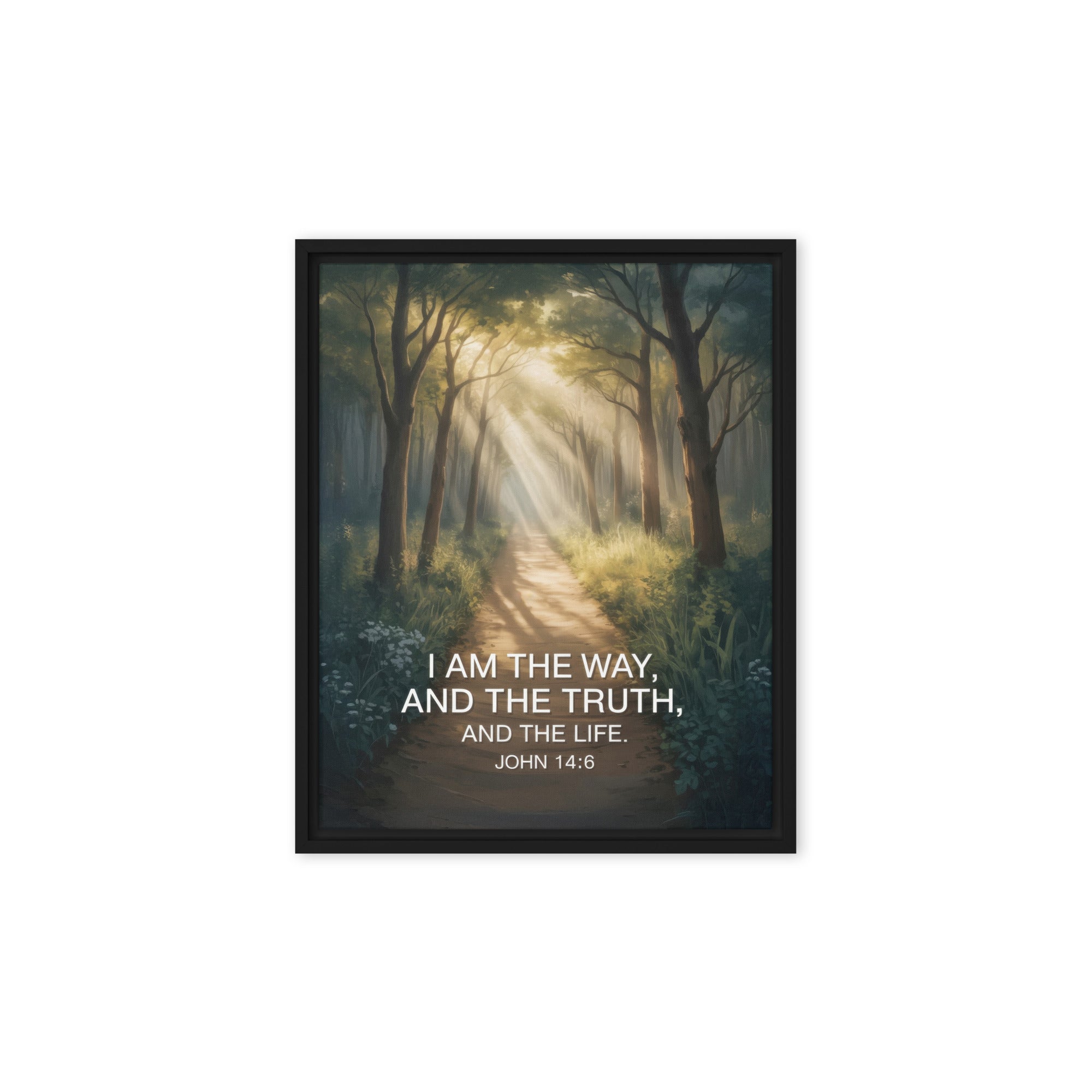John 14:6 Bible Verse I Am Framed Canvas Black 8″×10″