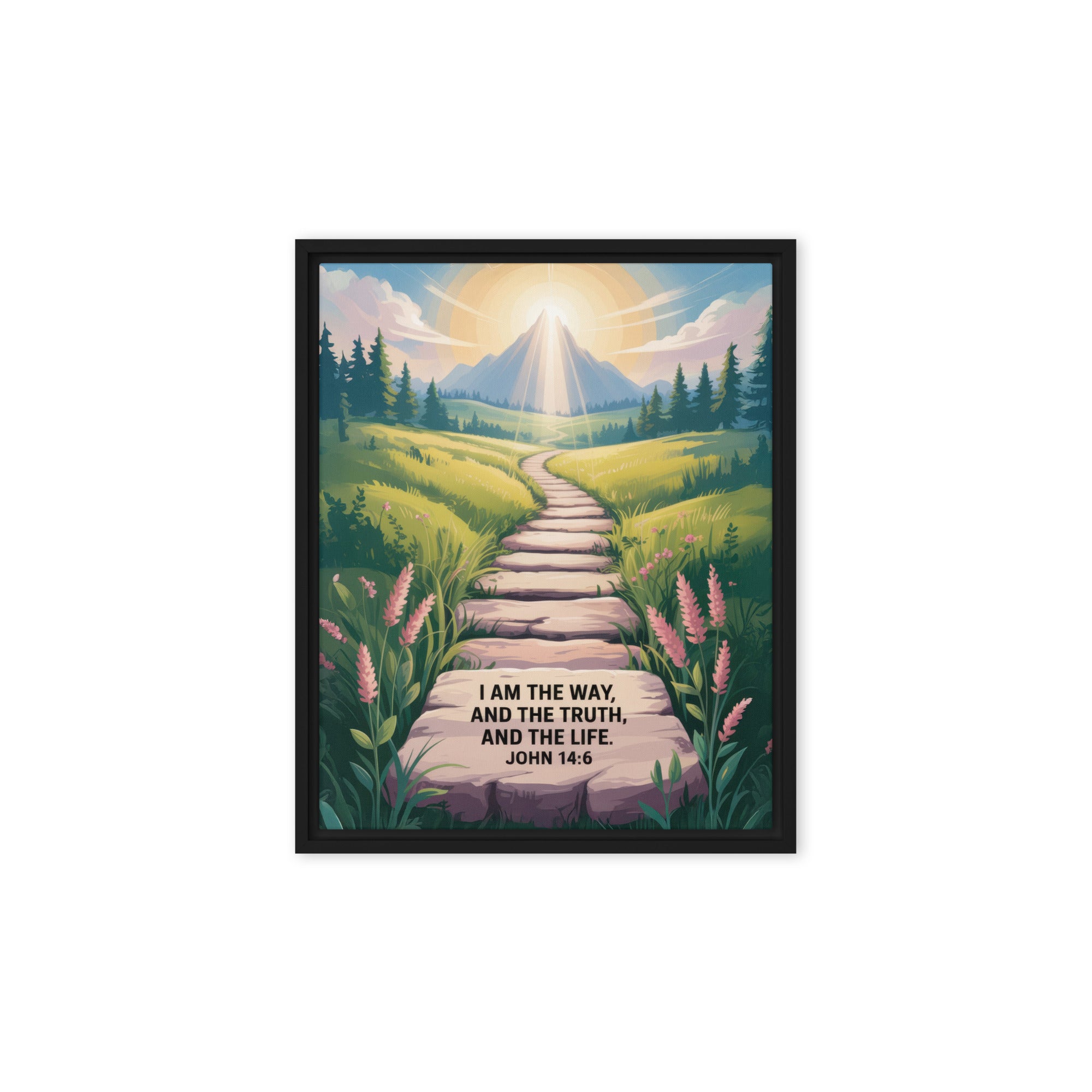 John 14:6 Bible Verse The Truth Framed Canvas Black 8″×10″