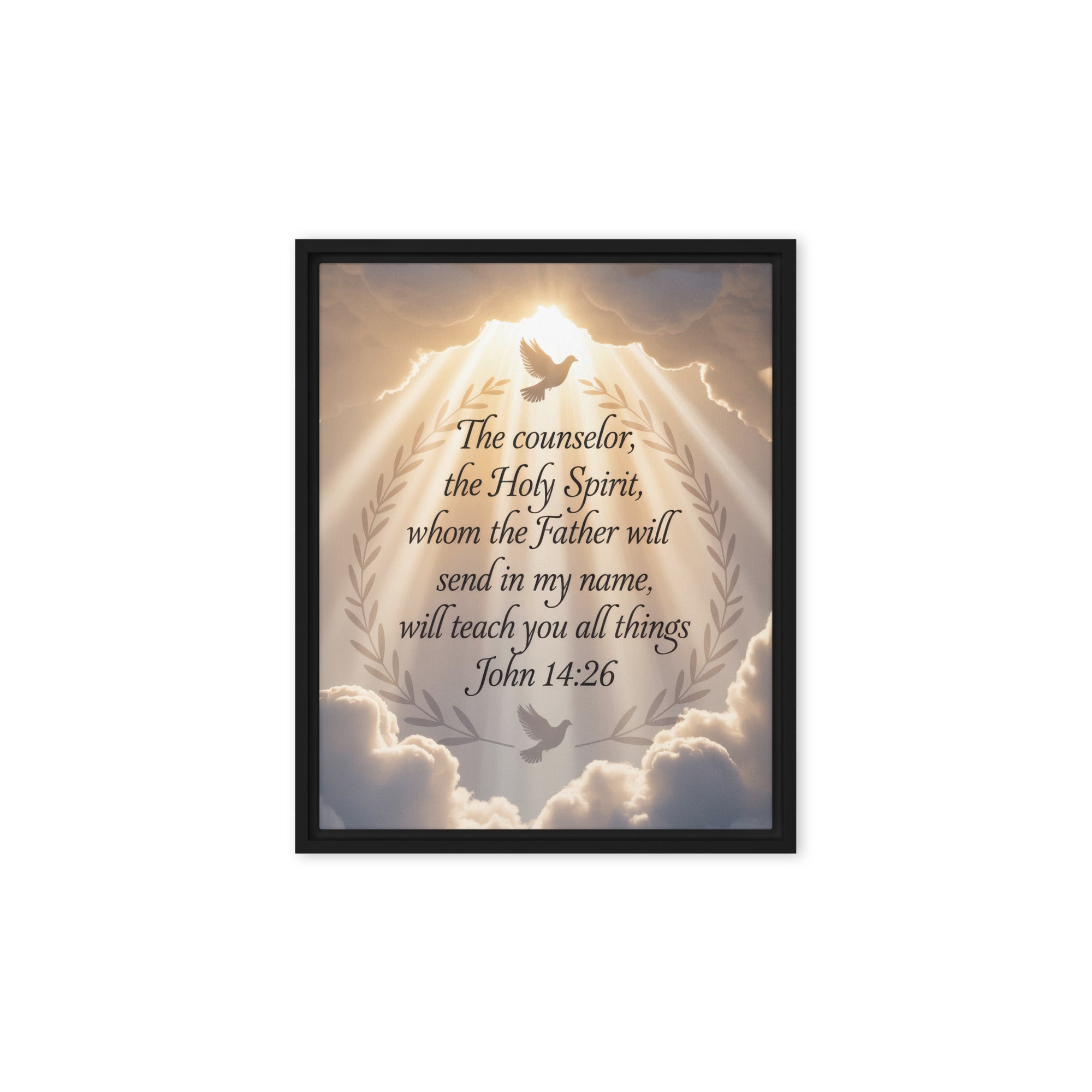John 14:26 Bible Verse Counselor Framed Canvas Black 8″×10″