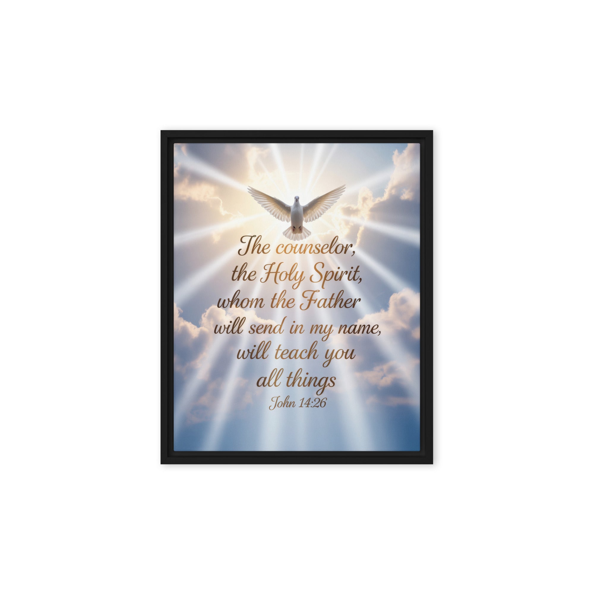 John 14:26 Bible Verse Father Framed Canvas Black 8″×10″
