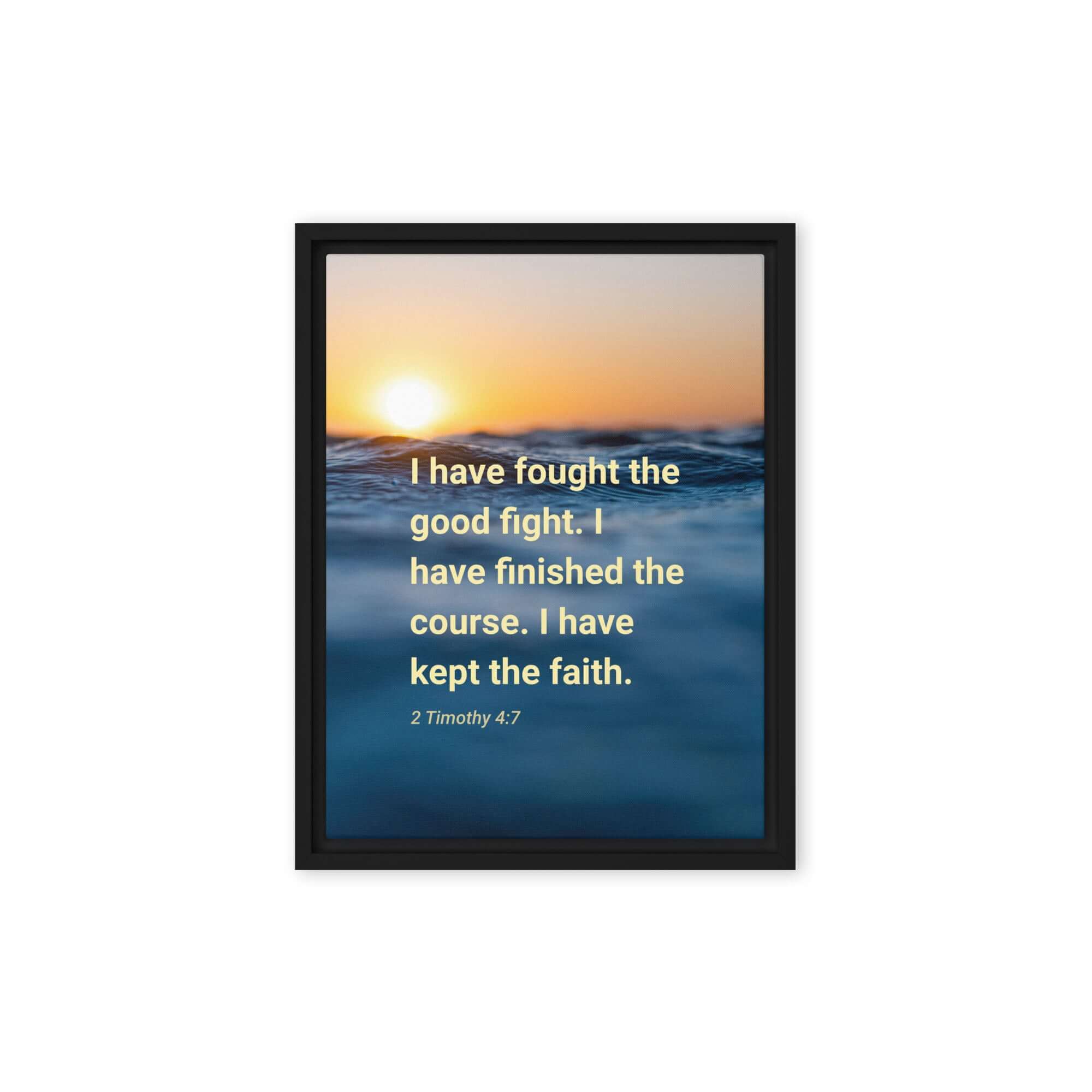 2 Timothy 4:7 Bible Verse, kept the faith Framed Canvas Print Wall Art Black 9″×12″