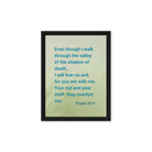 Psalm 23:4 Bible Verse, fear no evil Framed Canvas Print Wall Art Black 9″×12″