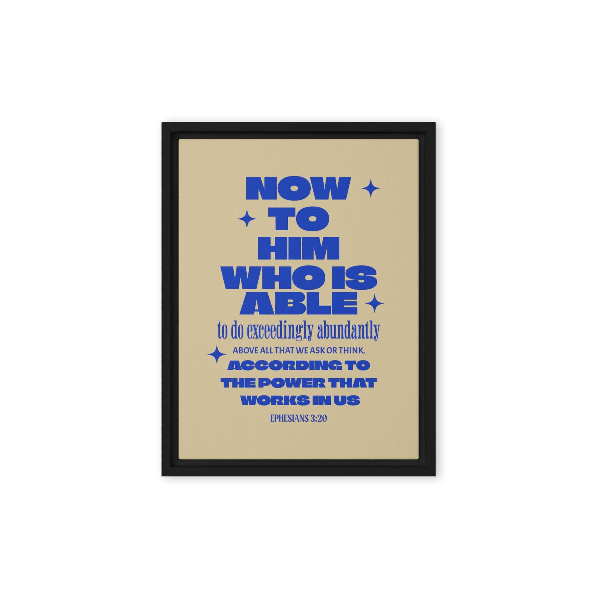 Ephesians 3:20 Bible Verse, power in us Framed Canvas Print Wall Art Black 9″×12″