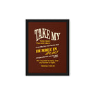 Matthew 11:29-30 Bible Verse, learn from me Framed Canvas Print Wall Art Black 9″×12″