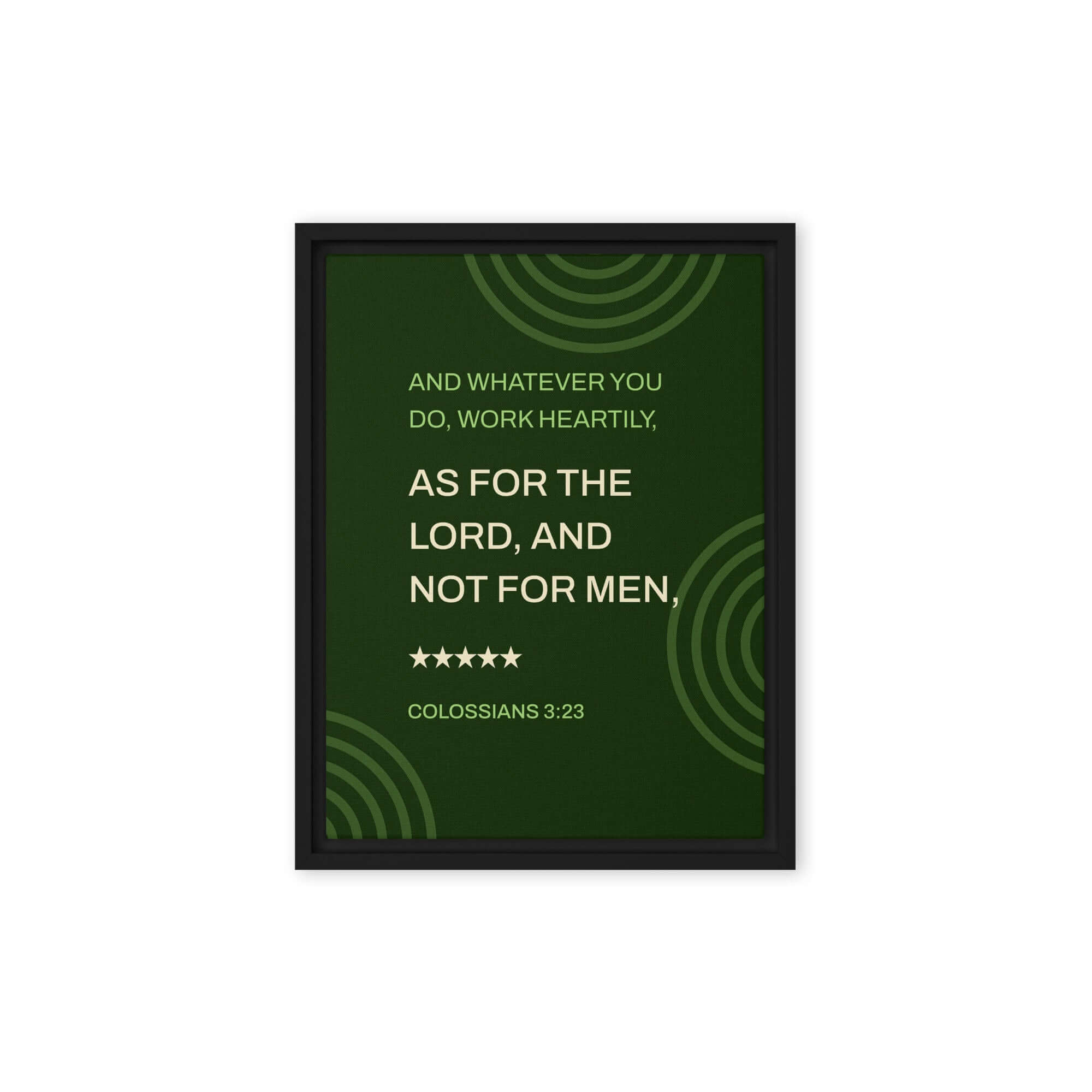 Colossians 3:23 Bible Verse, not for men Framed Canvas Print Wall Art Black 9″×12″