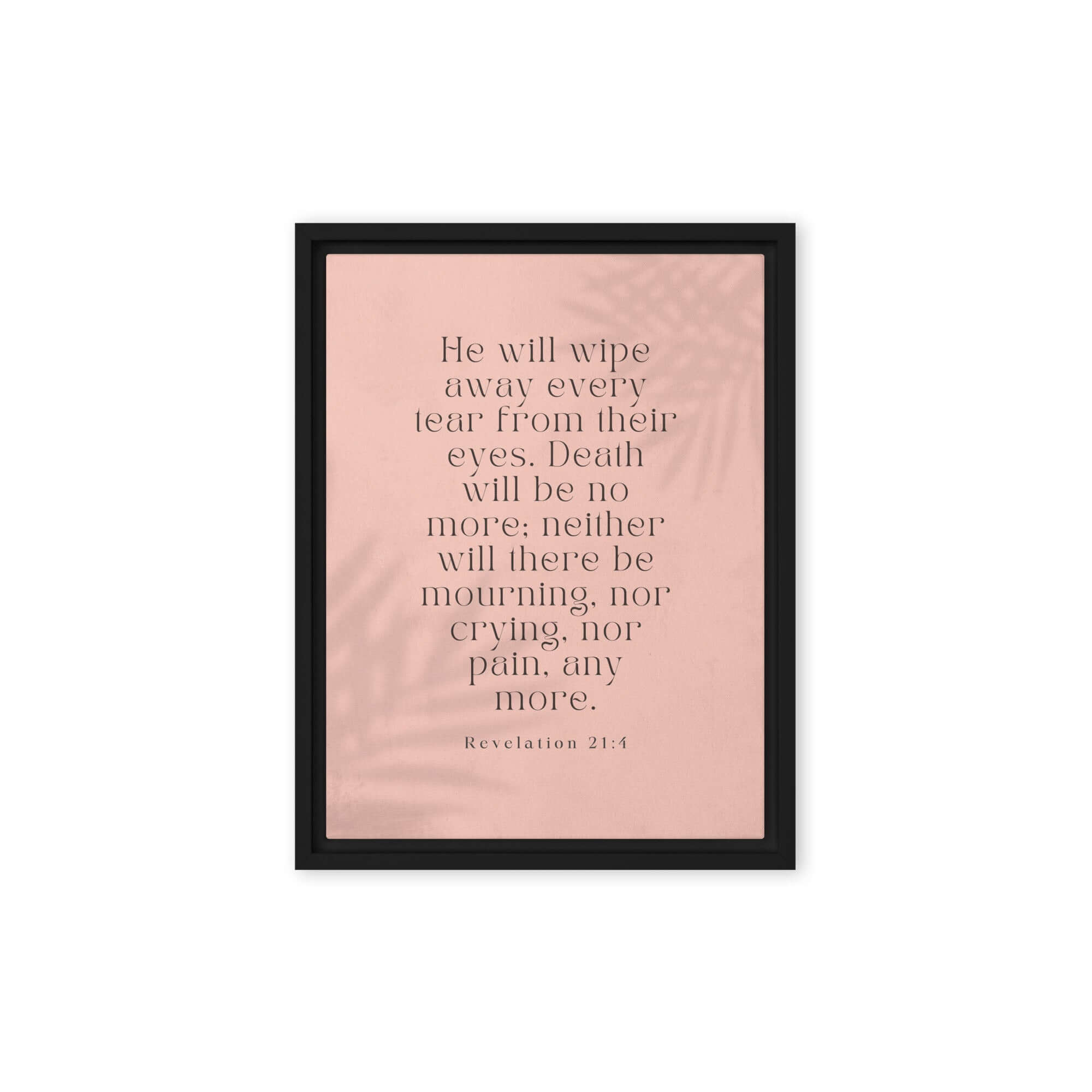 Revelation 21:4 Bible Verse, their eyes Framed Canvas Print Wall Art Black 9″×12″