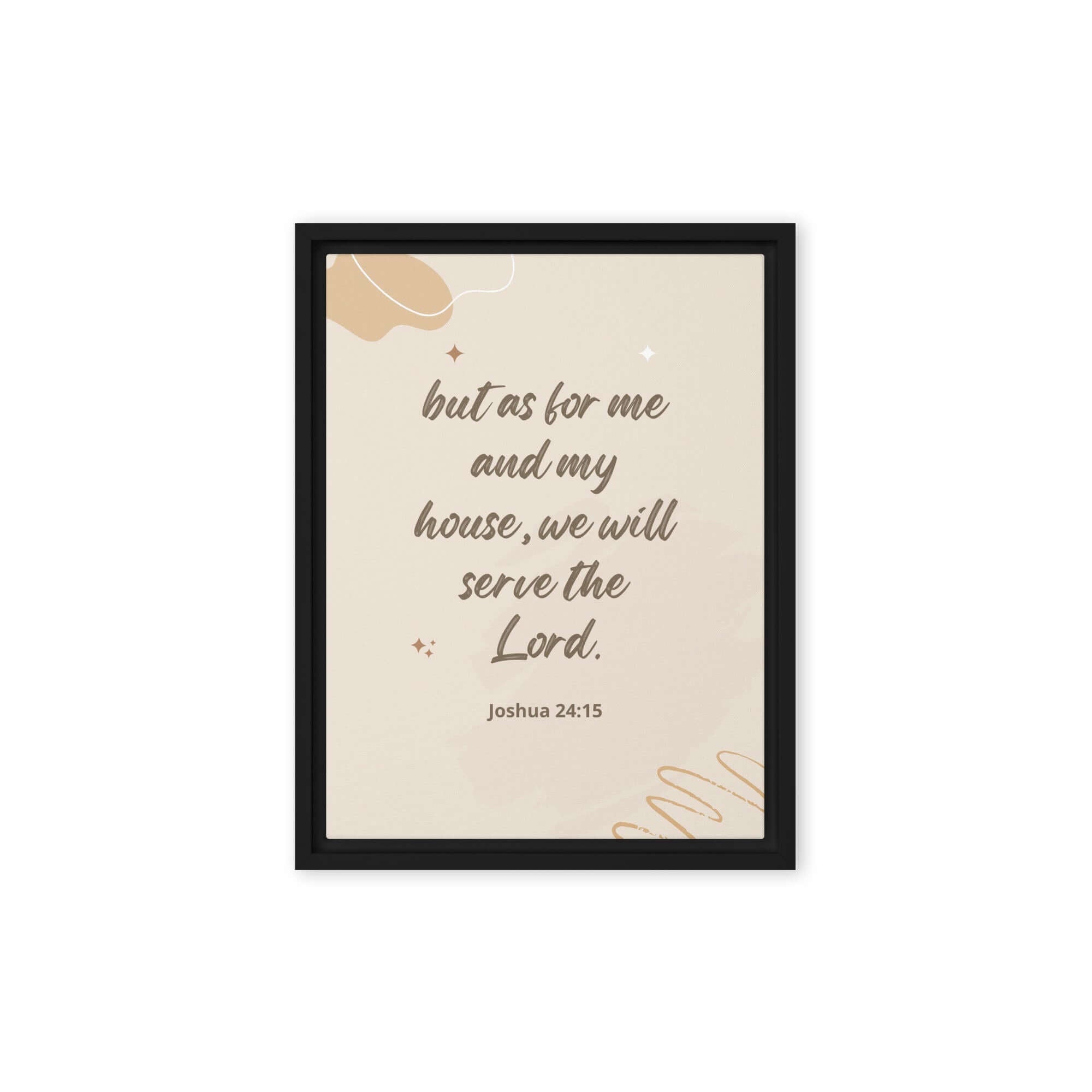 Joshua 24:15 Bible Verse, will serve Framed Canvas Print Wall Art Black 9″×12″