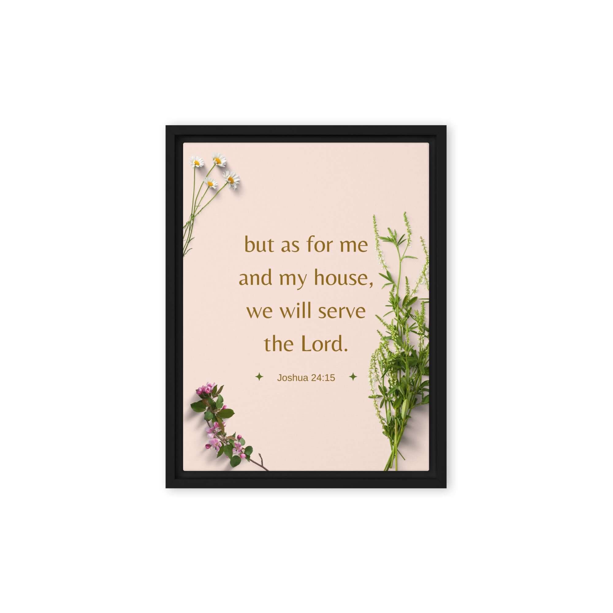 Joshua 24:15 Bible Verse, your fathers Framed Canvas Print Wall Art Black 9″×12″