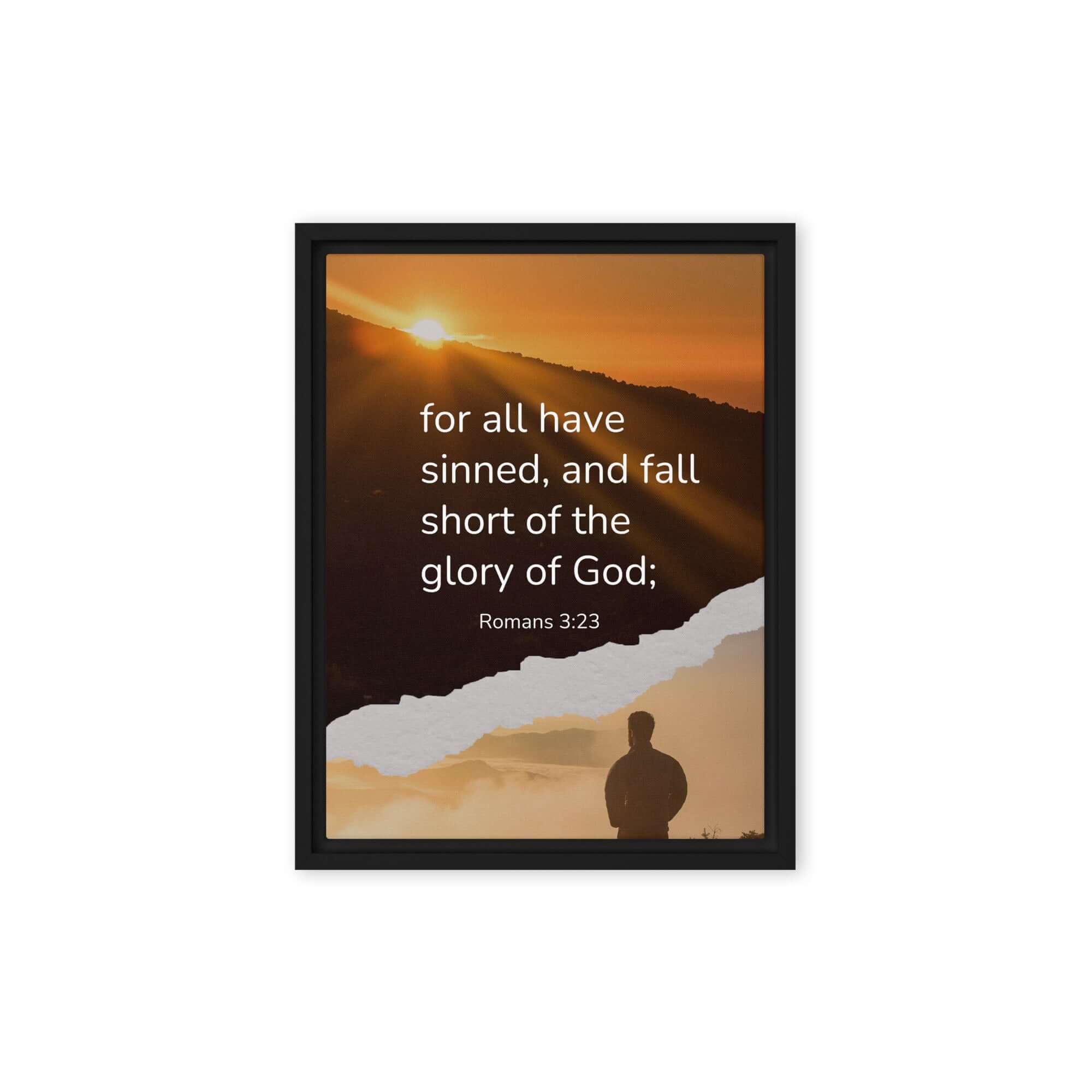 Romans 3:23 Bible Verse, of God Framed Canvas Print Wall Art Black 9″×12″