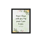 John 14:27 Bible Verse, My peace Framed Canvas Print Wall Art Black 9″×12″