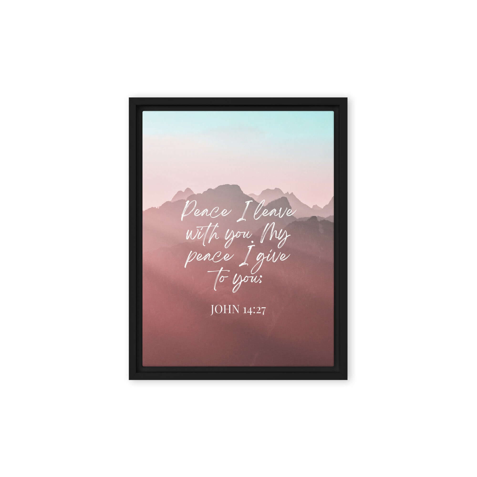 John 14:27 Bible Verse, I give you Framed Canvas Print Wall Art Black 9″×12″