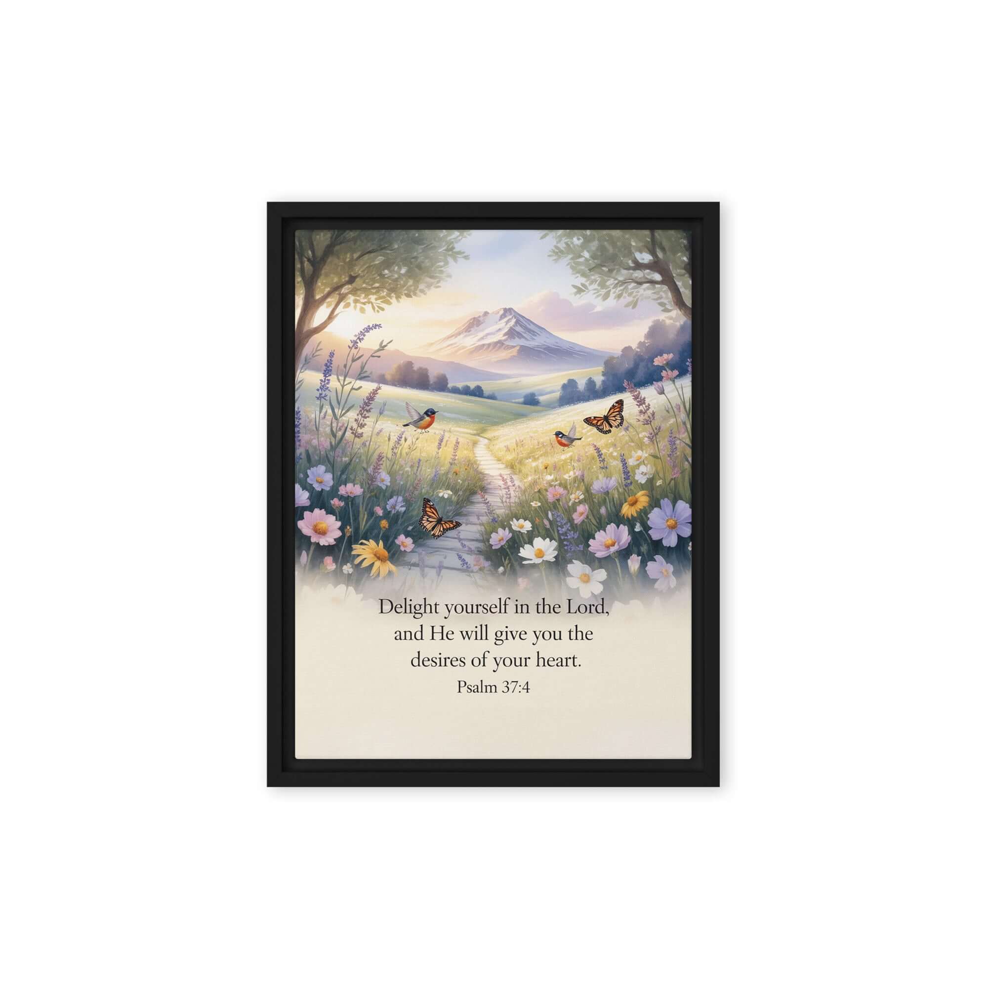 Psalm 37:4 Bible Verse, Delight Framed Canvas Black 9″×12″
