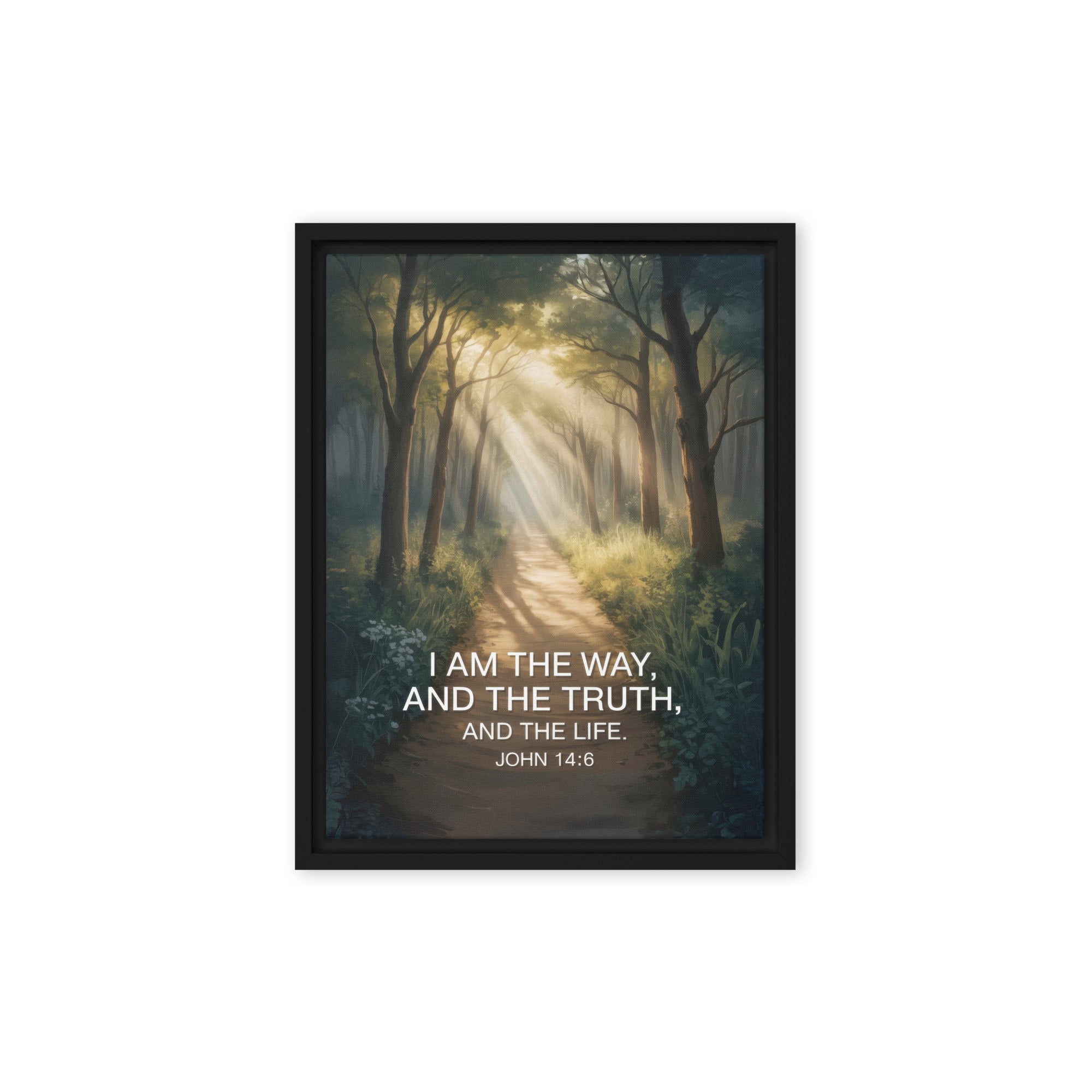 John 14:6 Bible Verse I Am Framed Canvas Black 9″×12″