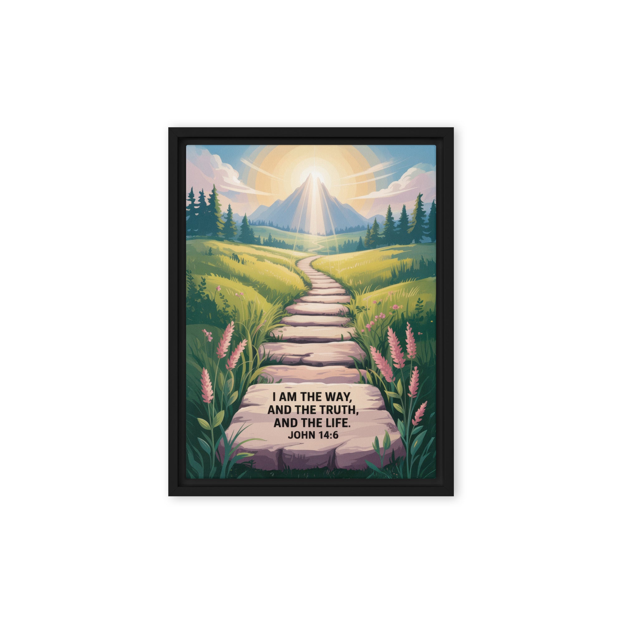 John 14:6 Bible Verse The Truth Framed Canvas Black 9″×12″