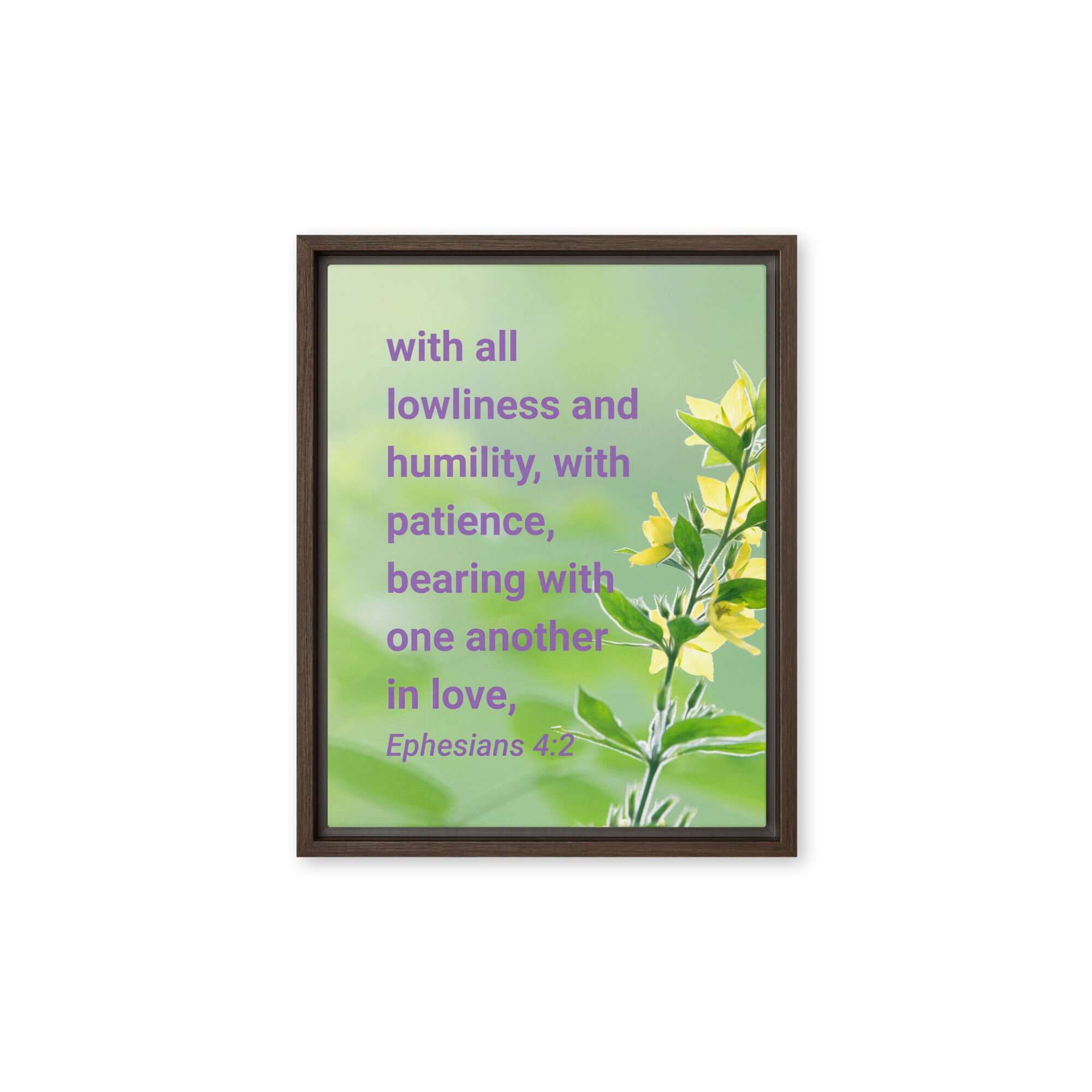 Ephesians 4:2 Bible Verse, one another in love Framed Canvas Print Wall Art Brown 11″×14″