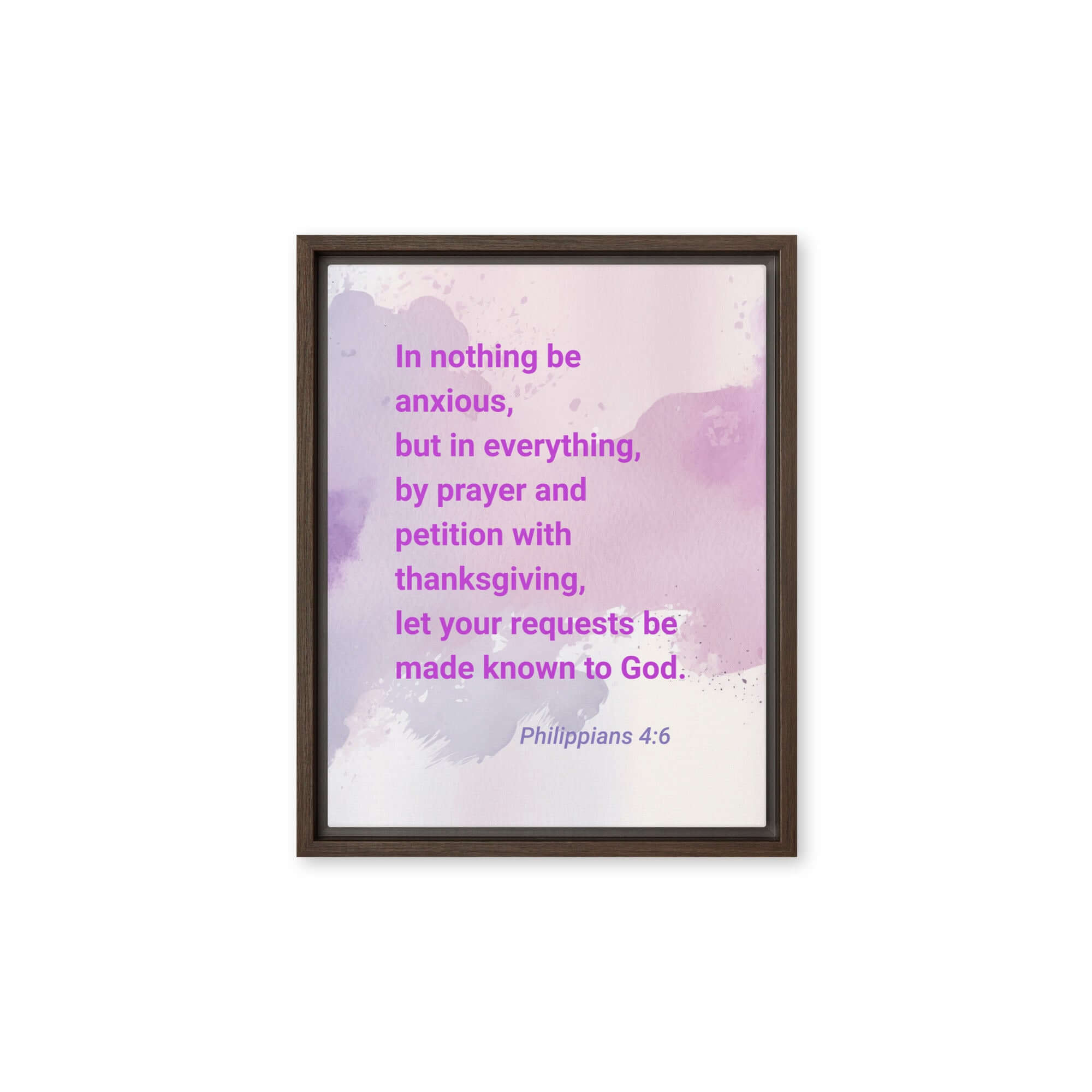 Philippians 4:6 Bible Verse, Prayer and Petition Framed Canvas Print Wall Art Brown 11″×14″