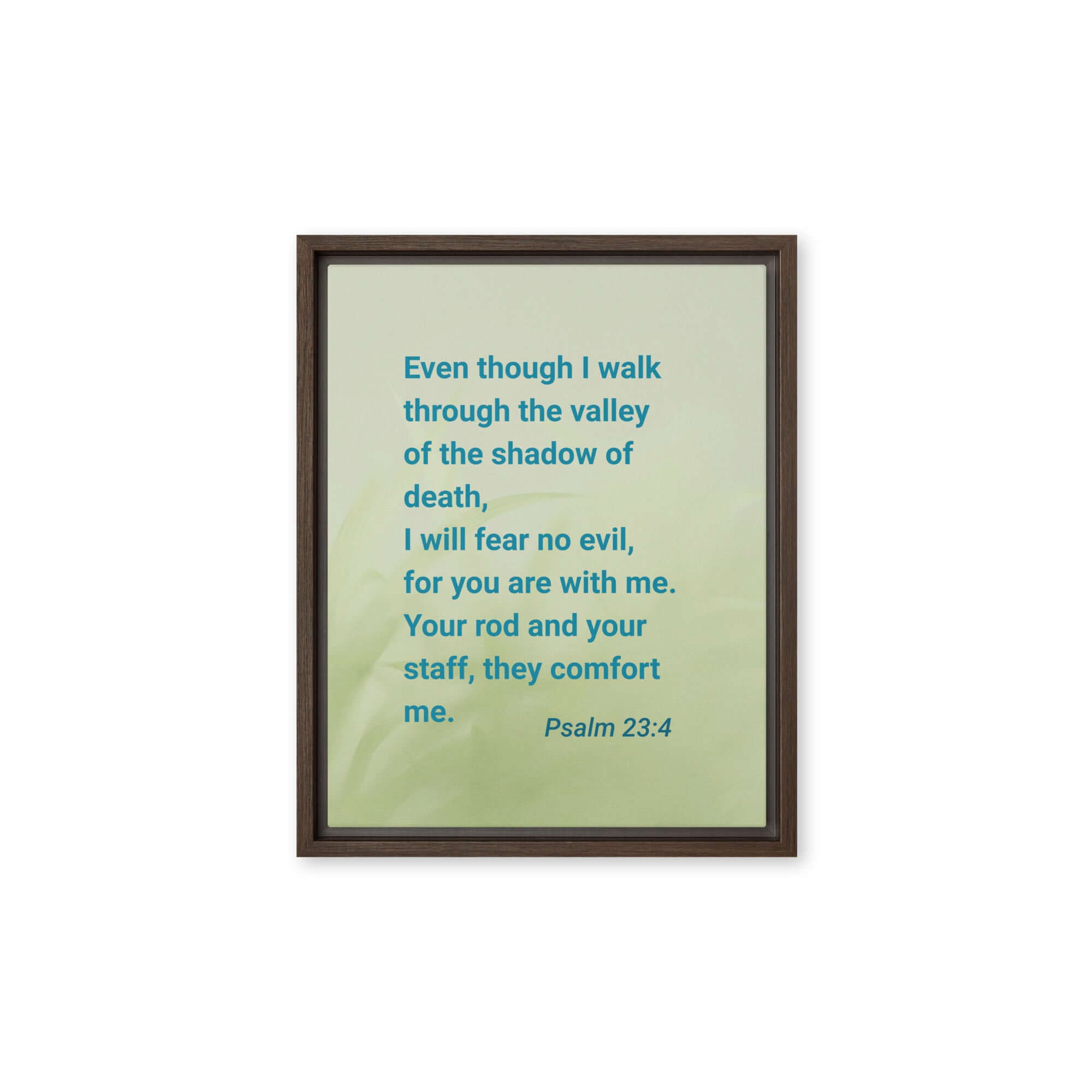 Psalm 23:4 Bible Verse, fear no evil Framed Canvas Print Wall Art Brown 11″×14″
