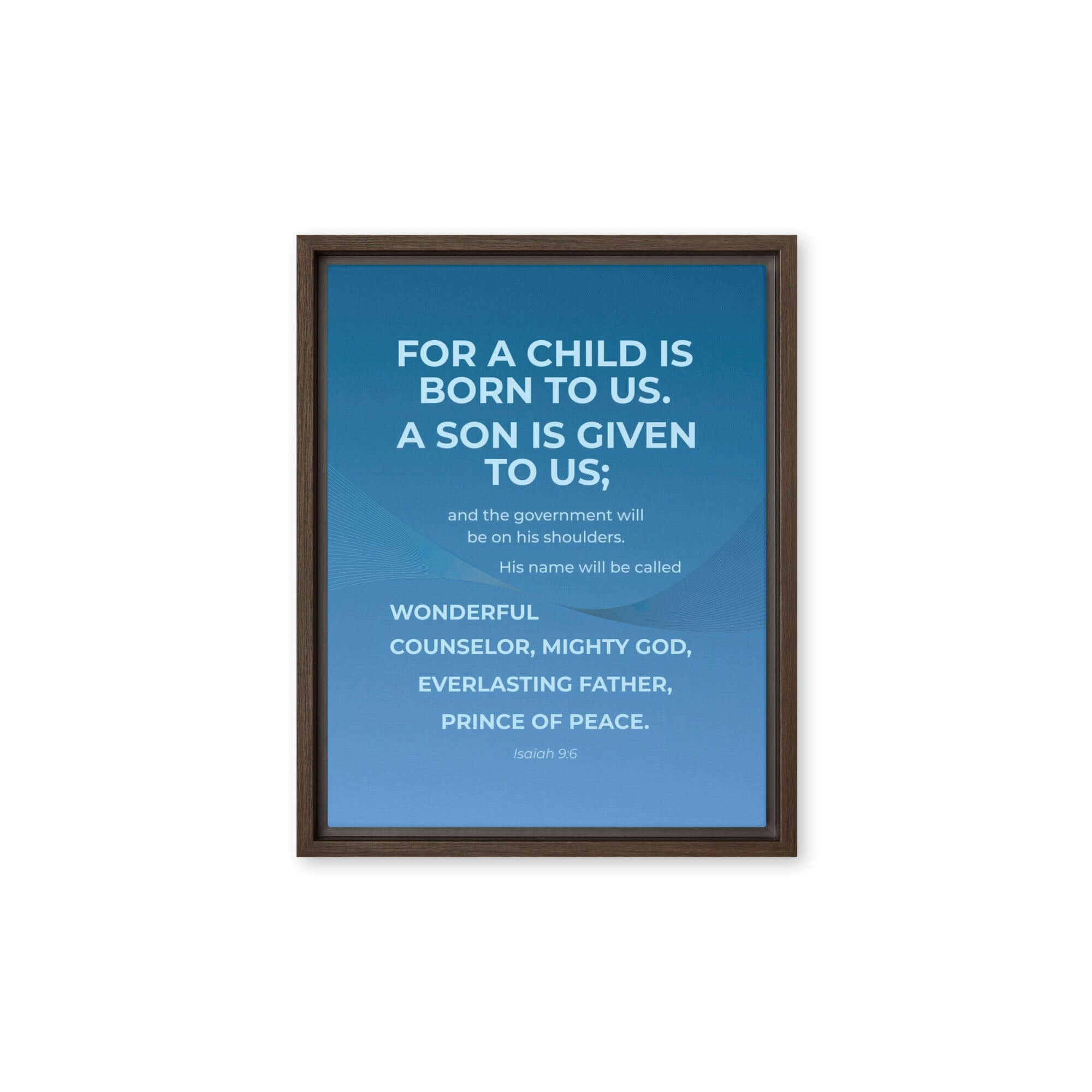 Isaiah 9:6 Bible Verse, Everlasting Father Framed Canvas Print Wall Art Brown 11″×14″