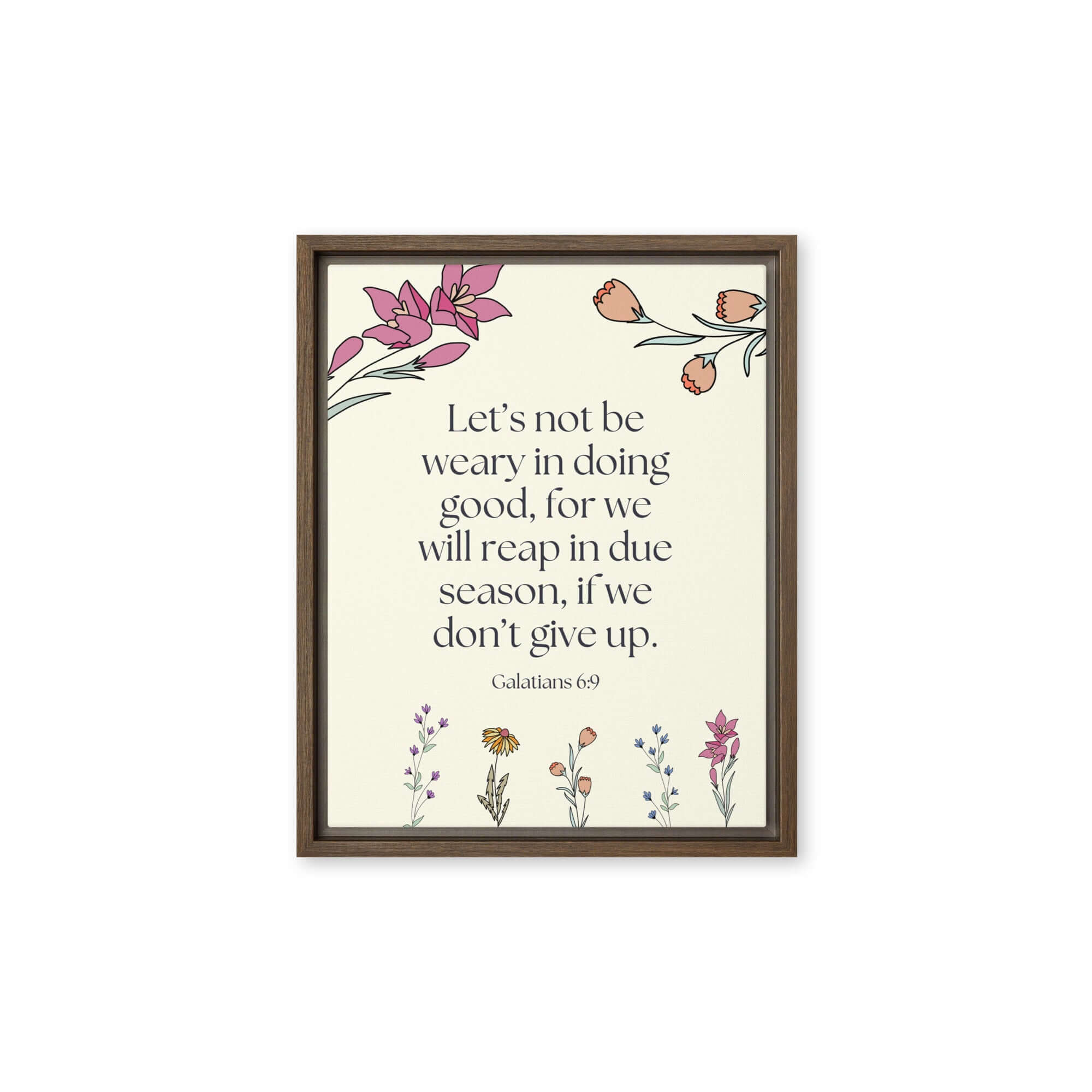 Galatians 6:9 Bible Verse, in doing good Framed Canvas Print Wall Art Brown 11″×14″