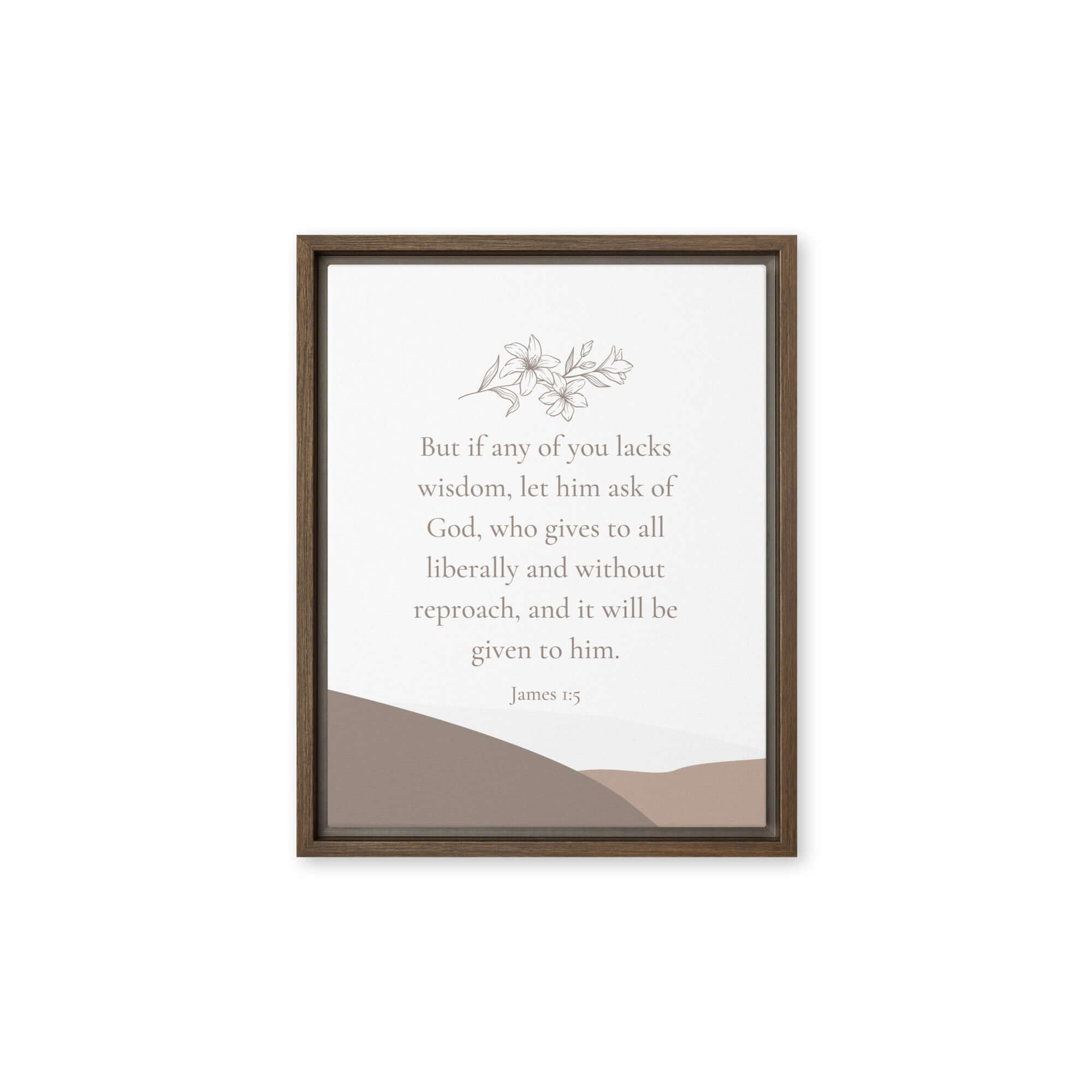 James 1:5 Bible Verse, ask of God Framed Canvas Print Wall Art Brown 11″×14″