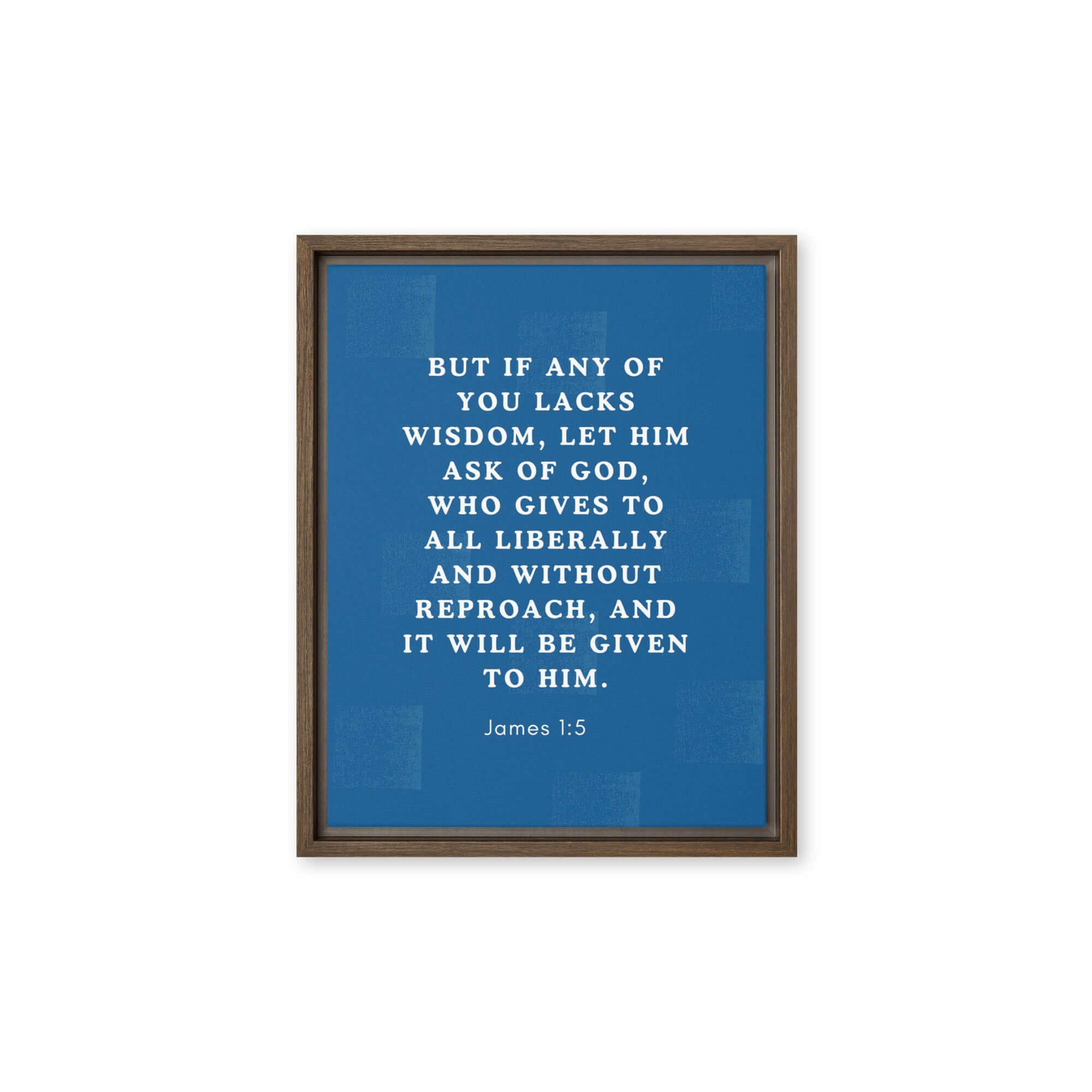James 1:5 Bible Verse, gives to all Framed Canvas Print Wall Art Brown 11″×14″