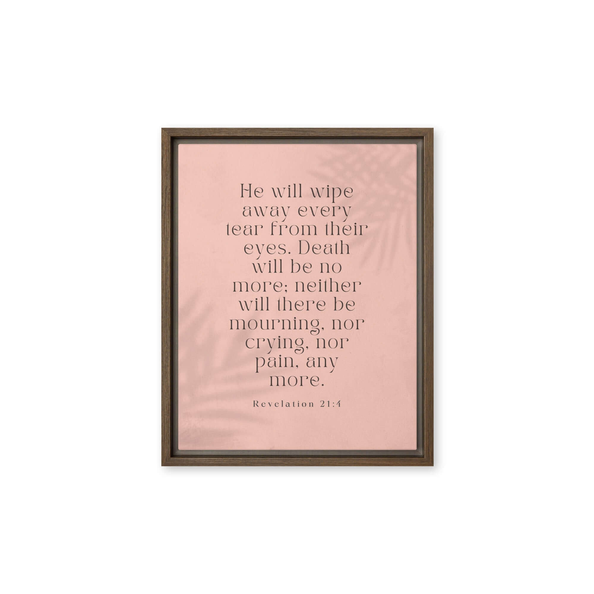 Revelation 21:4 Bible Verse, their eyes Framed Canvas Print Wall Art Brown 11″×14″