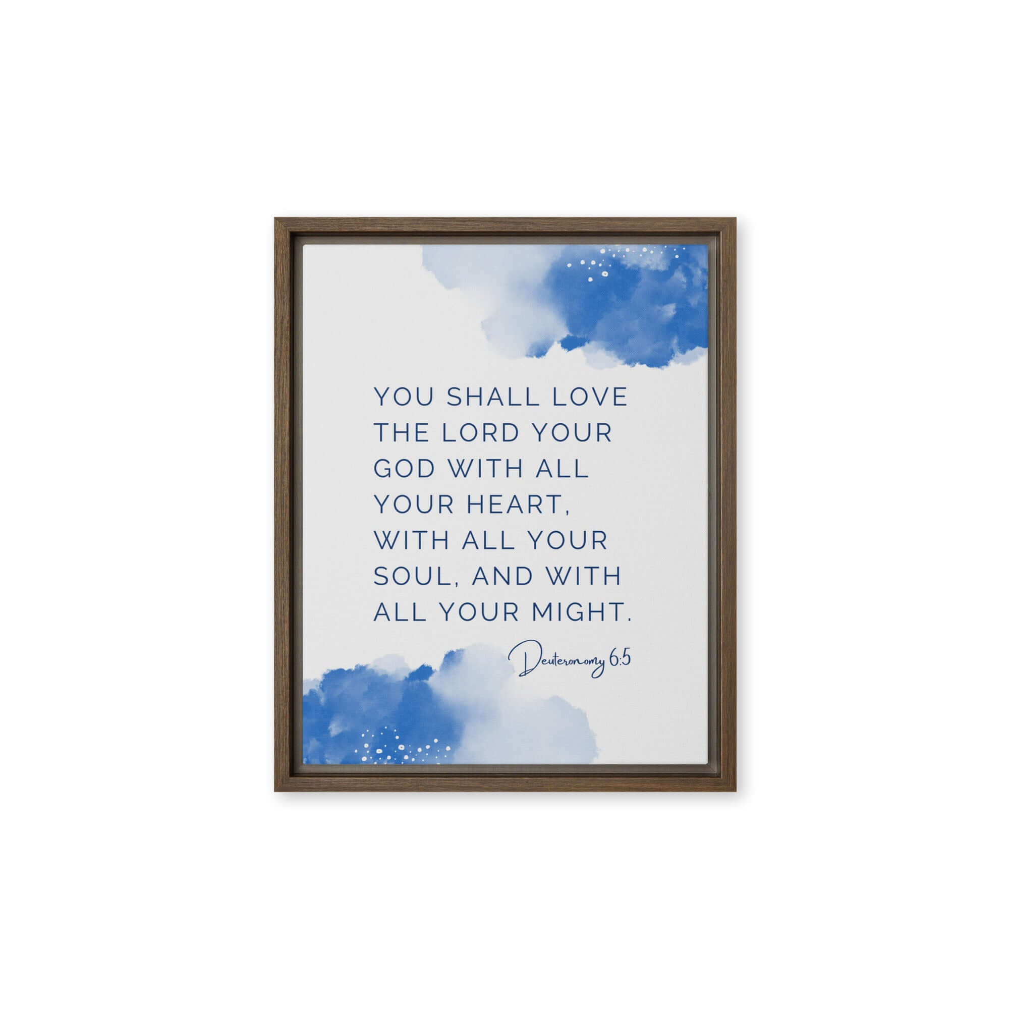 Deuteronomy 6:5 Bible Verse, your God Framed Canvas Print Wall Art Brown 11″×14″