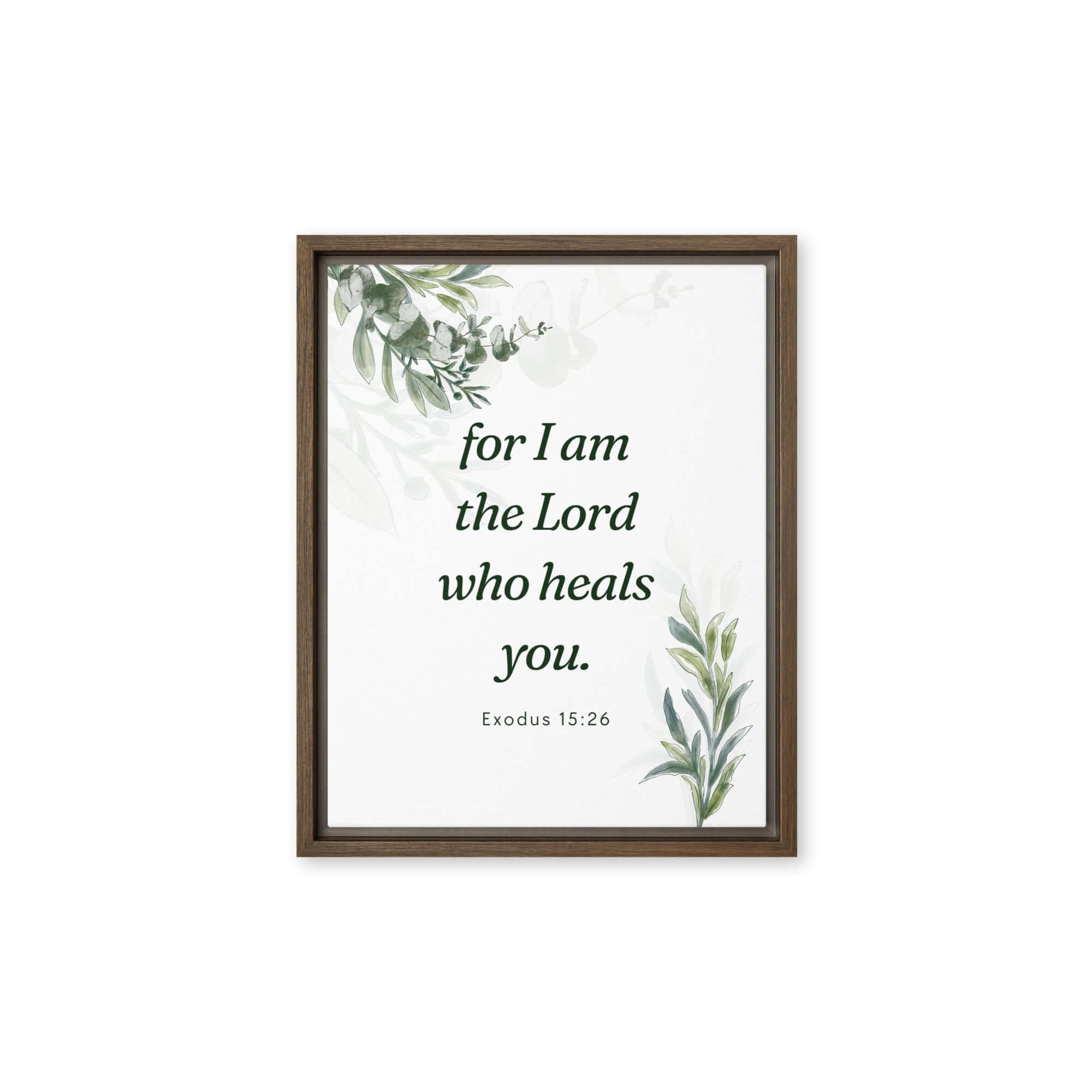 Exodus 15:26 Bible Verse, Gods voice Framed Canvas Print Wall Art Brown 11″×14″
