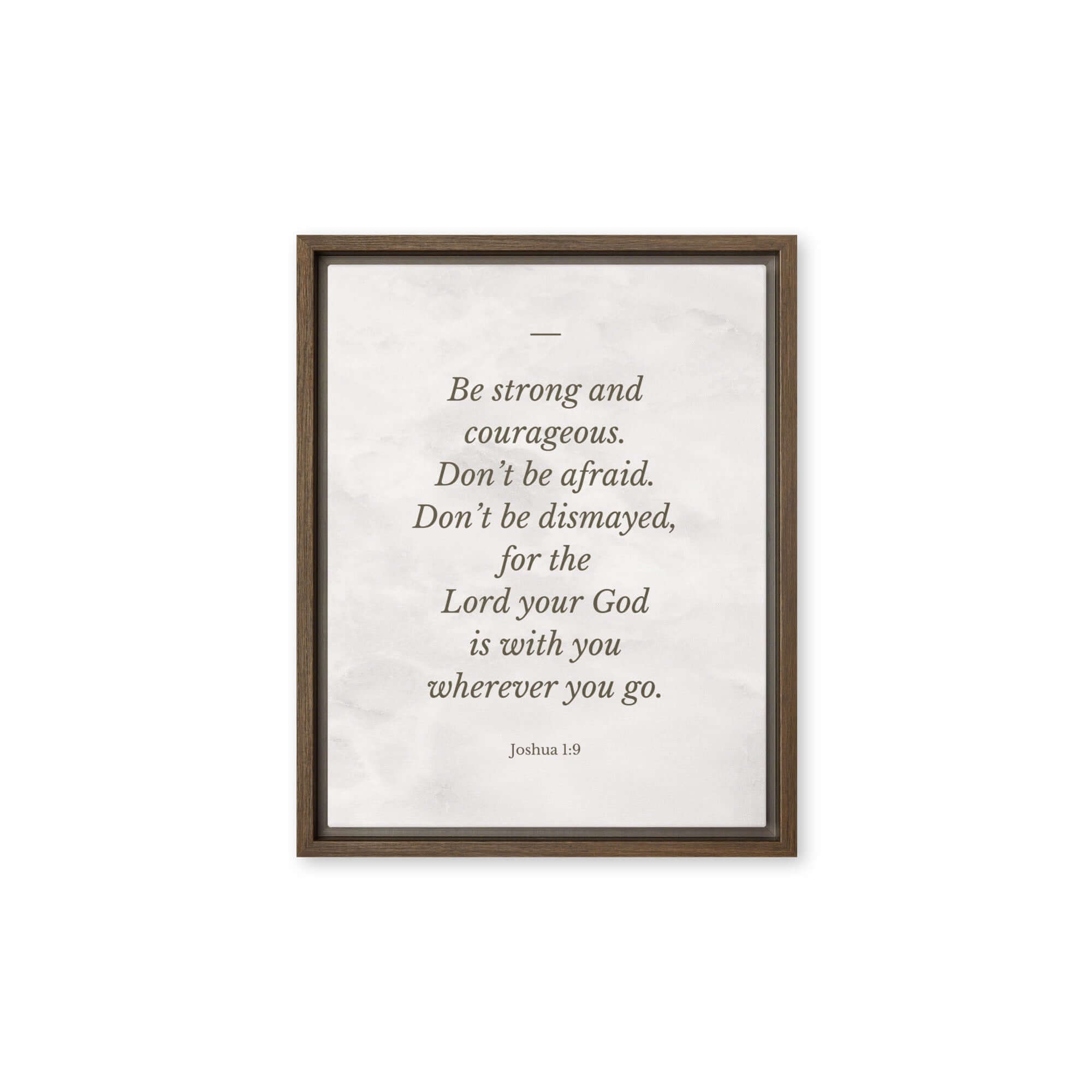 Joshua 1:9 Bible Verse, Be strong Framed Canvas Print Wall Art Brown 11″×14″