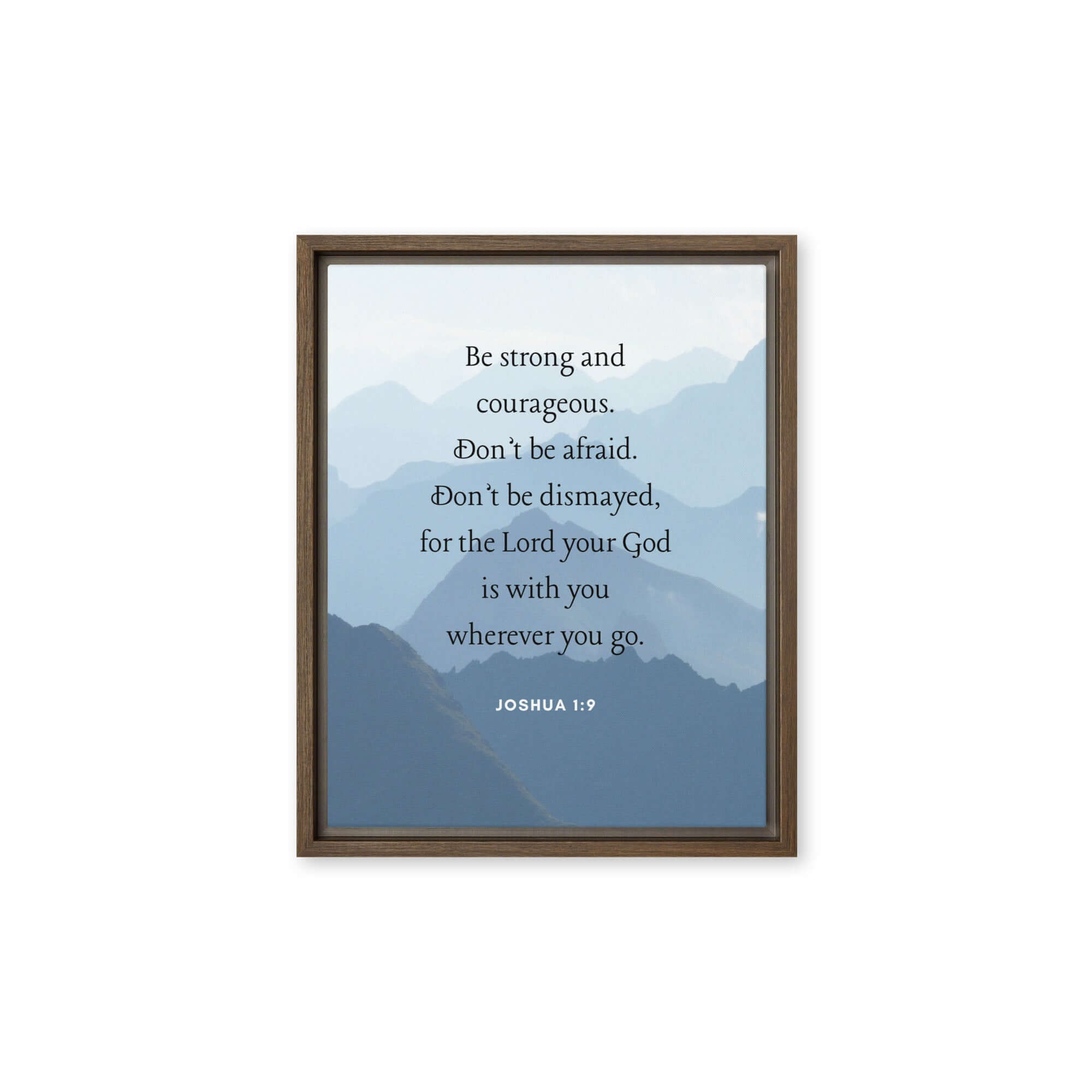 Joshua 1:9 Bible Verse, Courageous Framed Canvas Print Wall Art Brown 11″×14″
