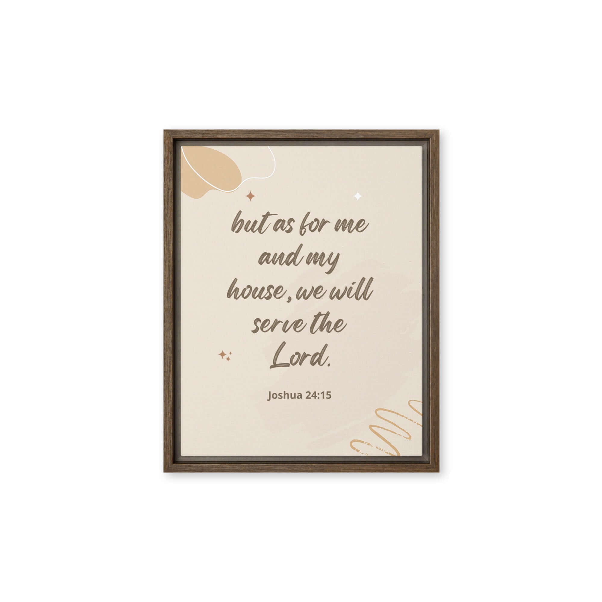Joshua 24:15 Bible Verse, will serve Framed Canvas Print Wall Art Brown 11″×14″